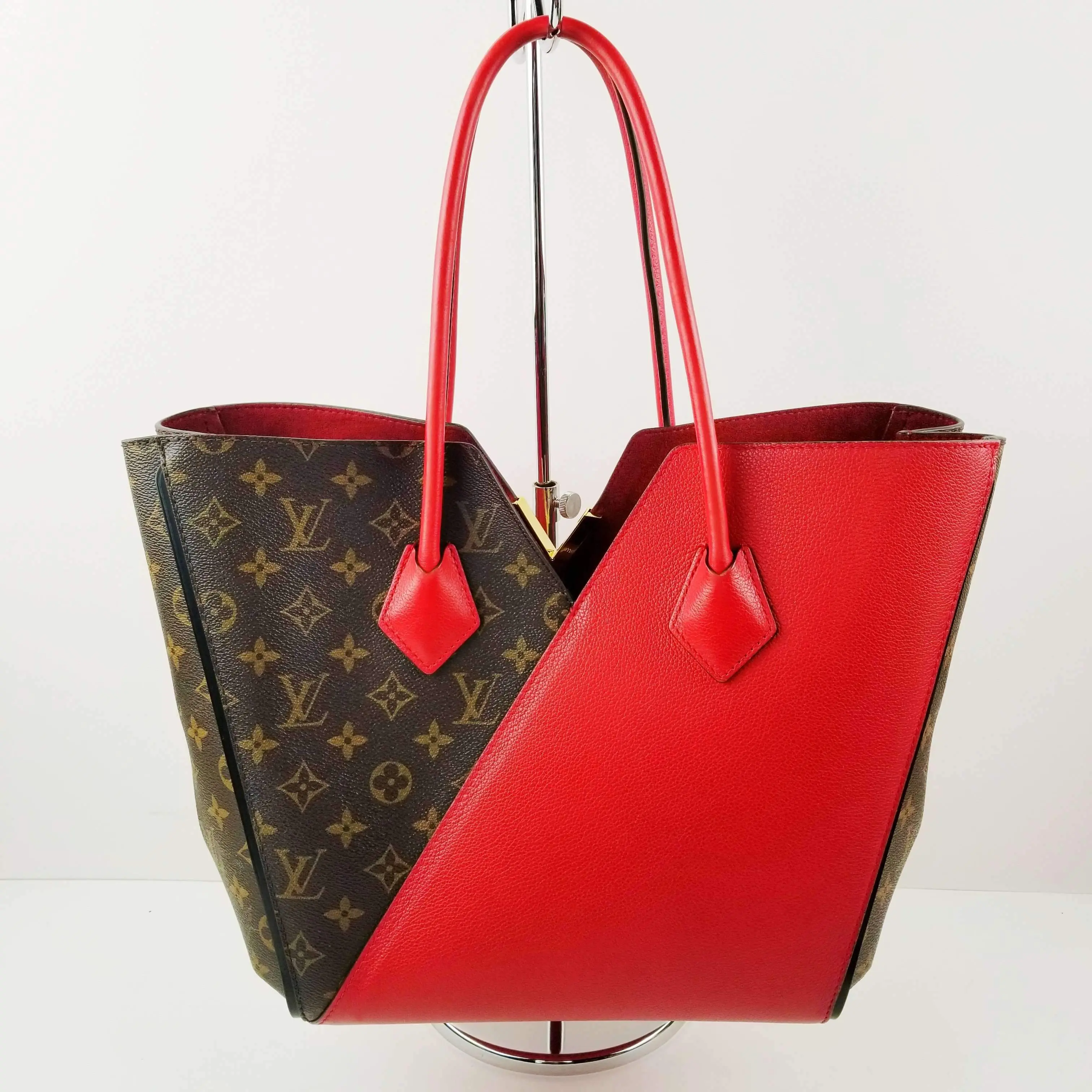 Louis Vuitton Monogram Canvas and Cerise Leather Kimono MM Tote Bag - Image 3
