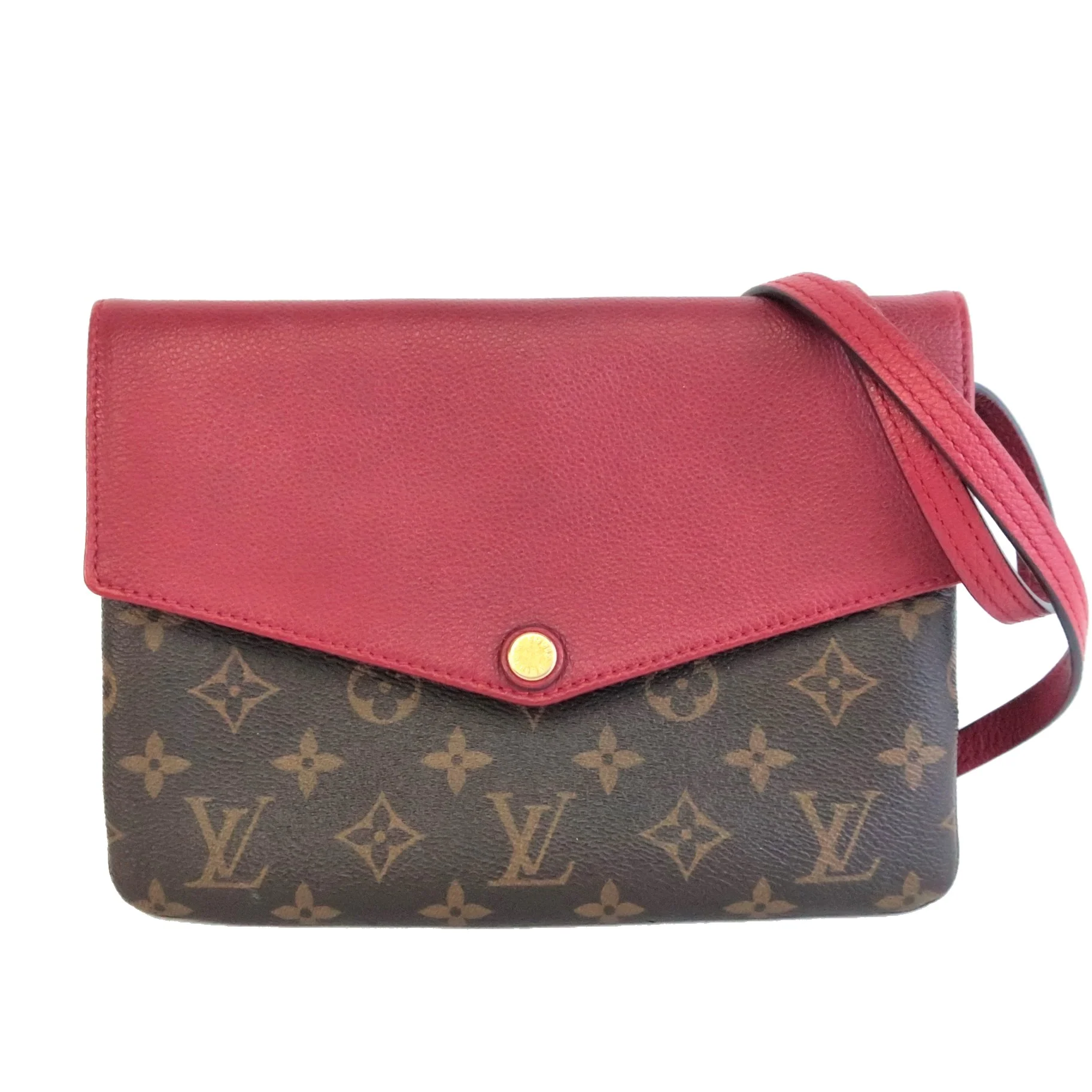 Louis Vuitton Monogram Canvas / Red Leather Twice/Twinset Crossbody Bag - Image 2