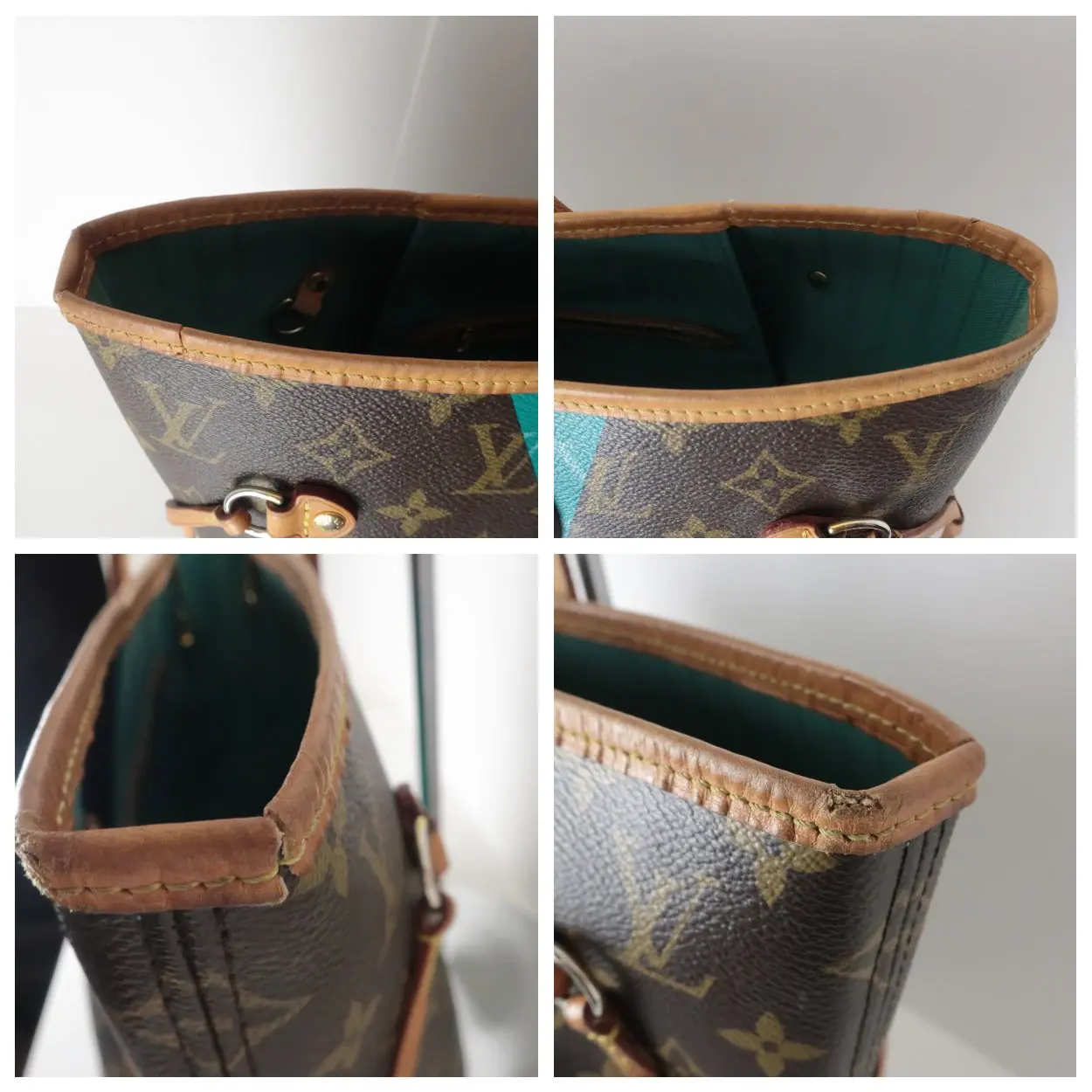 Louis Vuitton Monogram Canvas V Voyage Turquoise Neverfull MM Bag (777) - Image 4
