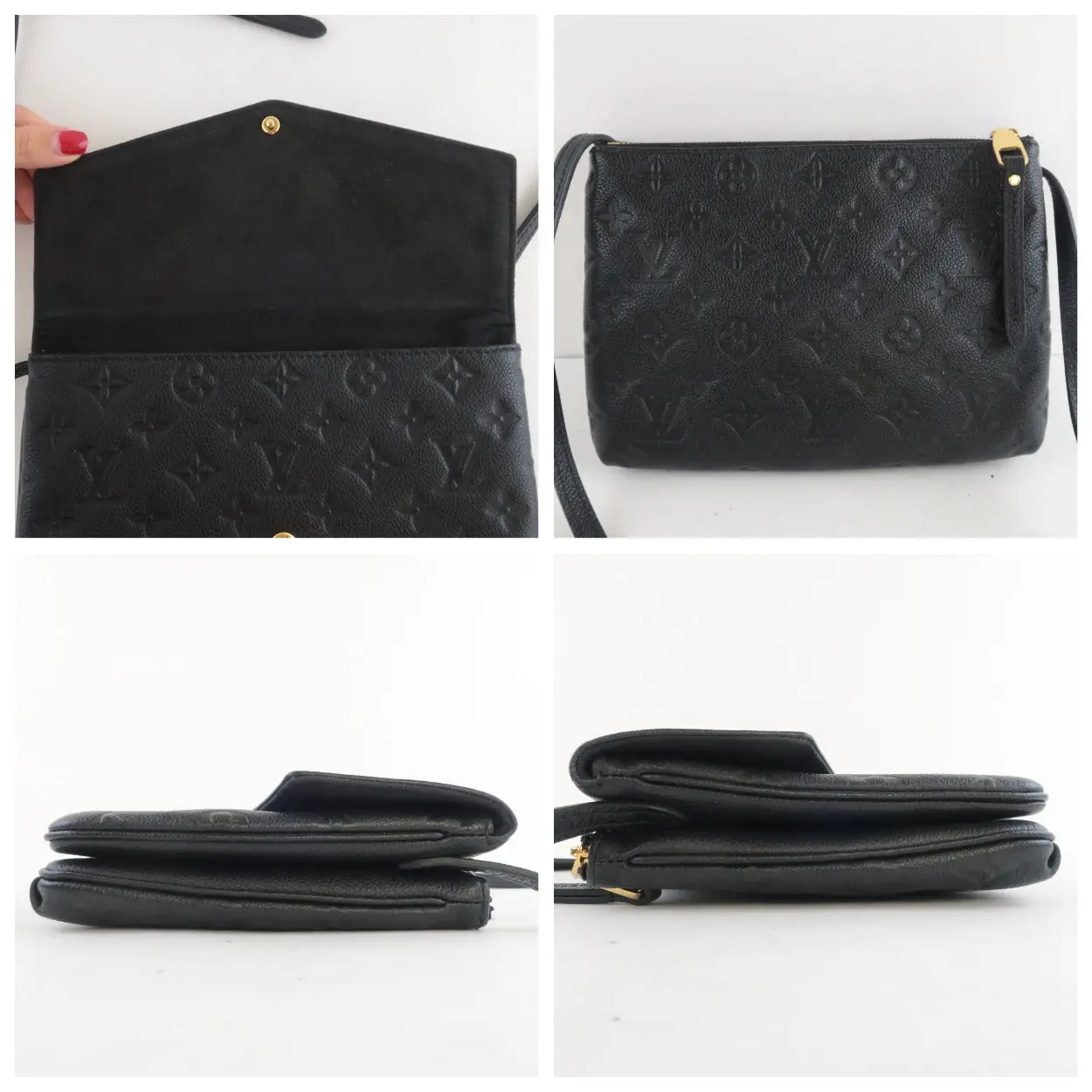 Louis Vuitton Monogram Empreinte Leather Black Noir Twice/Twinset Crossbody Bag - Image 12