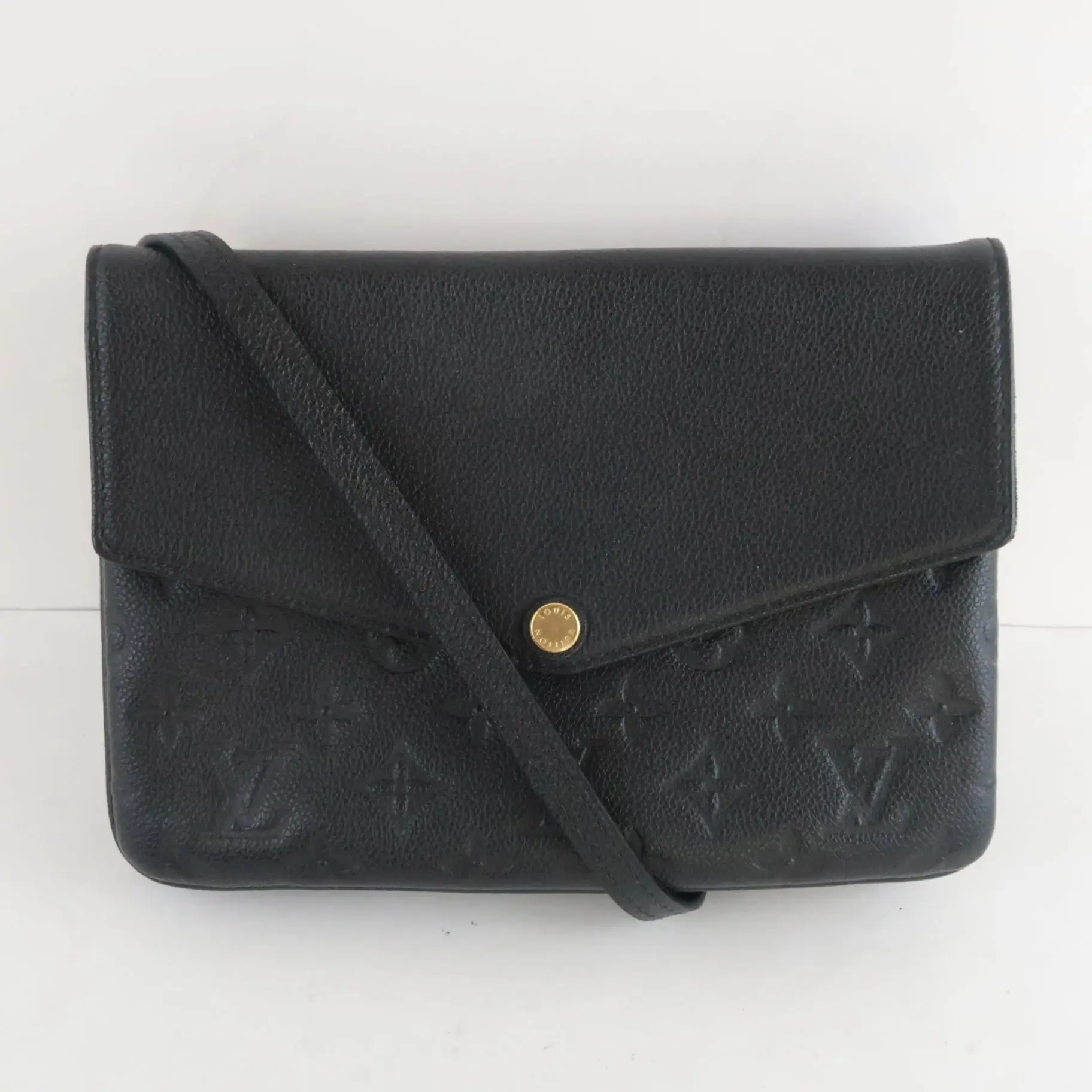 Louis Vuitton Monogram Empreinte Leather Black Noir Twice/Twinset Crossbody Bag - Image 4