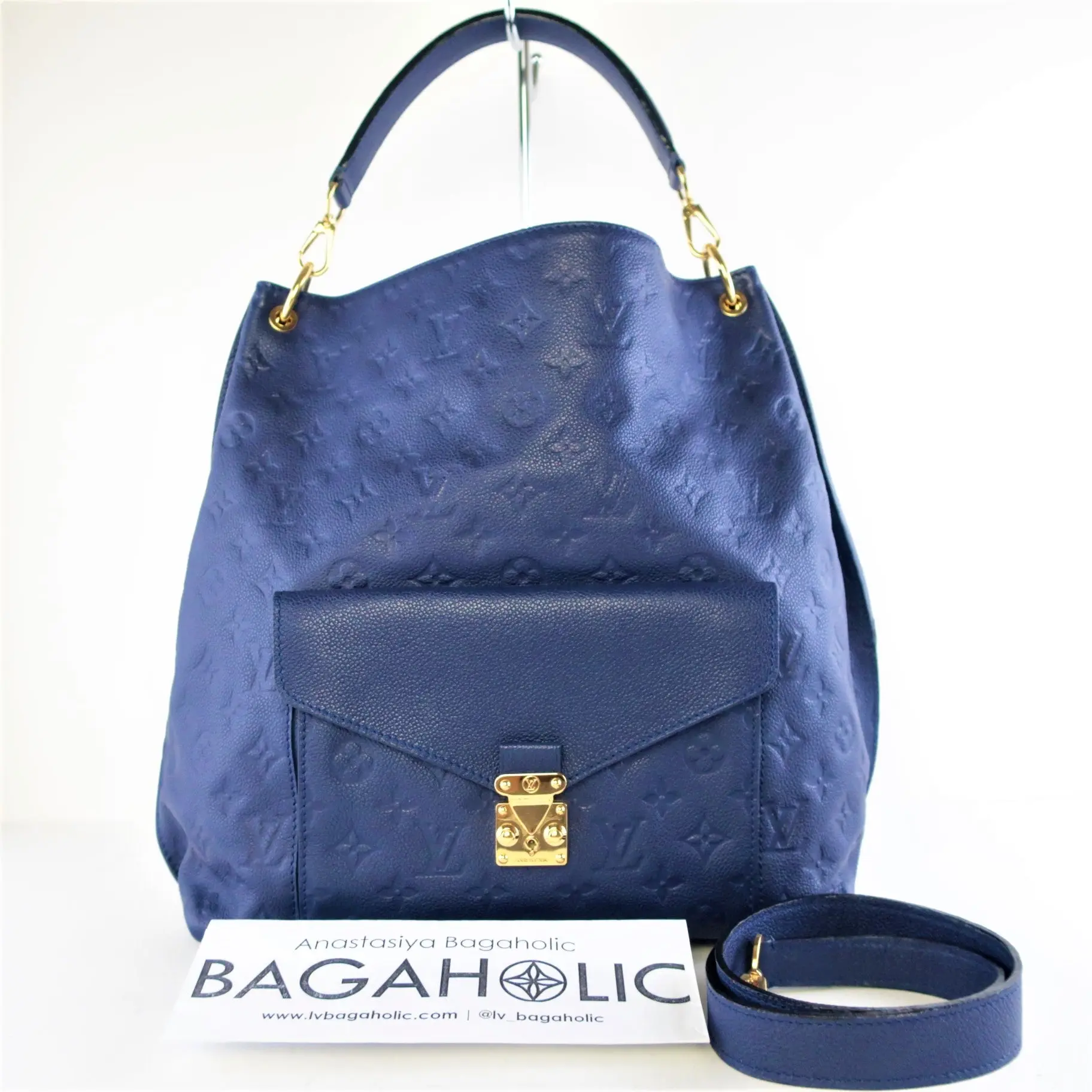 Louis Vuitton Blue Monogram Empreinte Metis Hobo Bag - Image 3