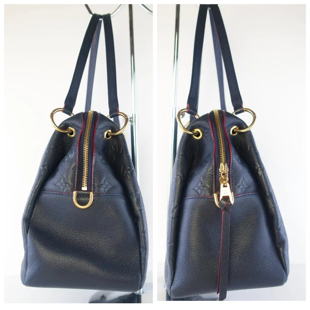 Louis Vuitton Monogram Empreinte Marine Rouge Ponthieu PM Crossbody Bag - Image 13