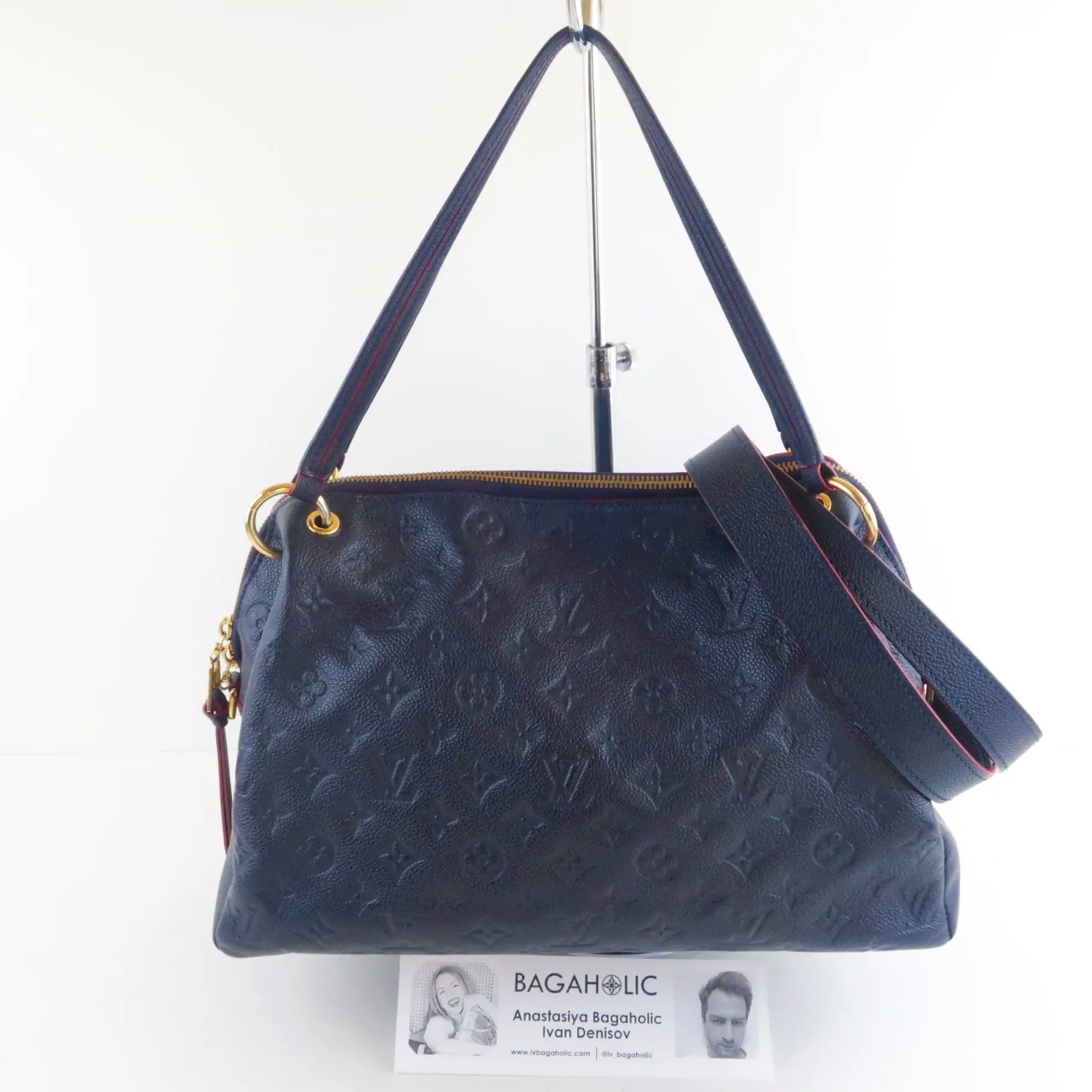 Louis Vuitton Monogram Empreinte Marine Rouge Ponthieu PM Crossbody Bag - Image 17