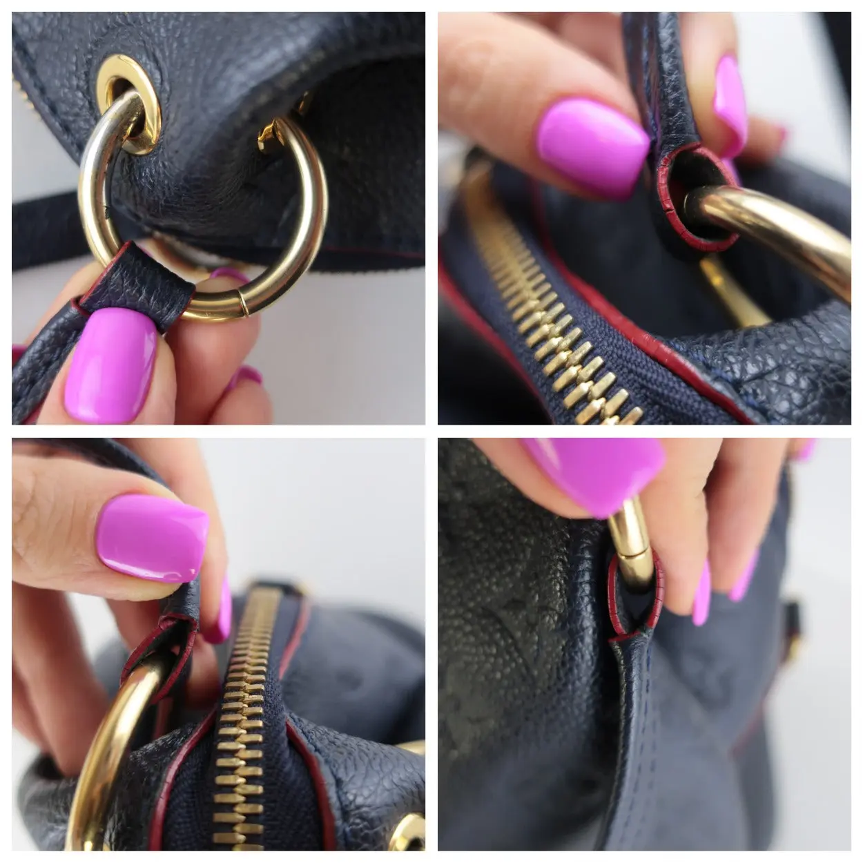 Louis Vuitton Monogram Empreinte Marine Rouge Ponthieu PM Crossbody Bag - Image 8