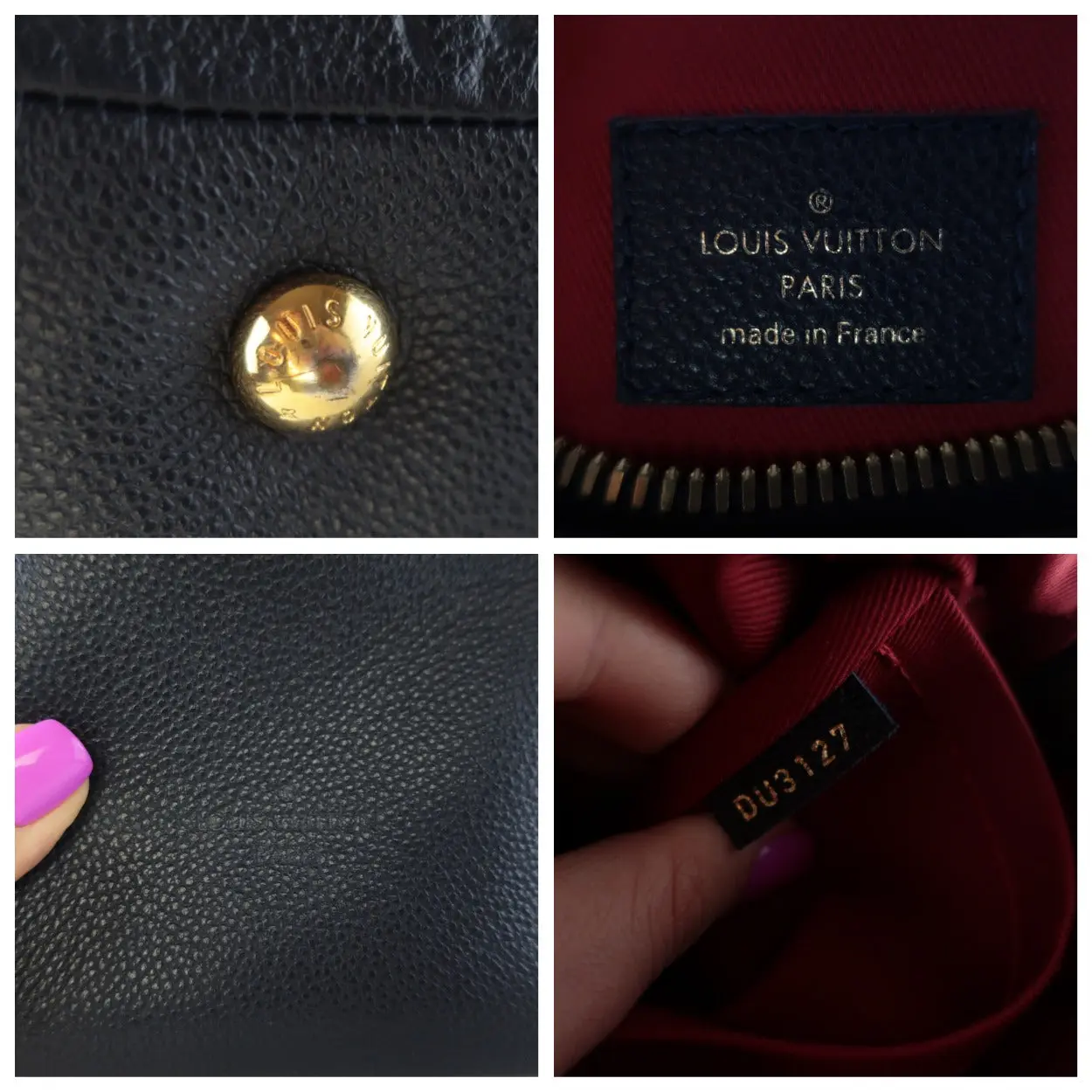 Louis Vuitton Monogram Empreinte Marine Rouge Ponthieu PM Crossbody Bag - Image 9