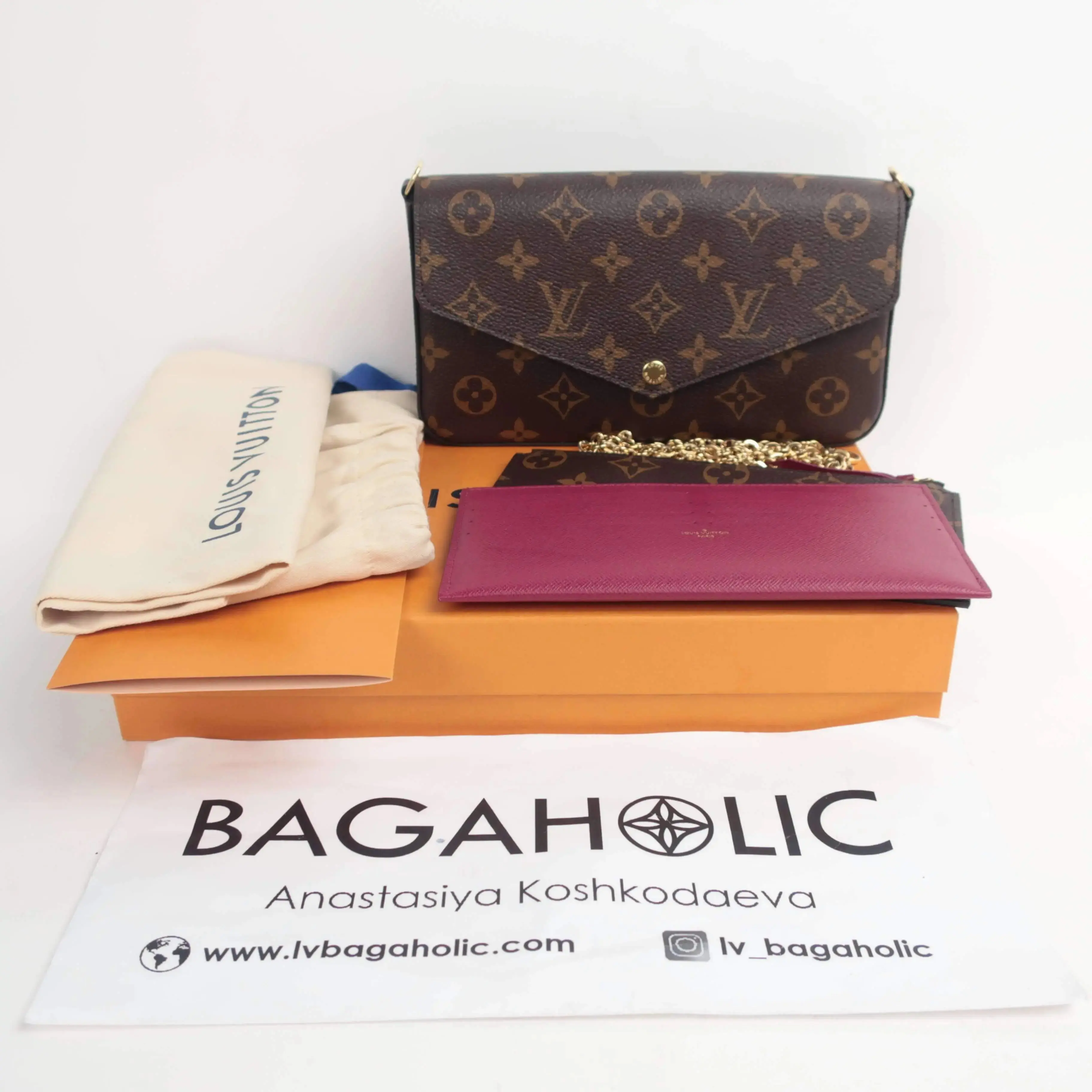 Louis Vuitton Monogram Felicie bag with Fuchsia Inserts - Image 152