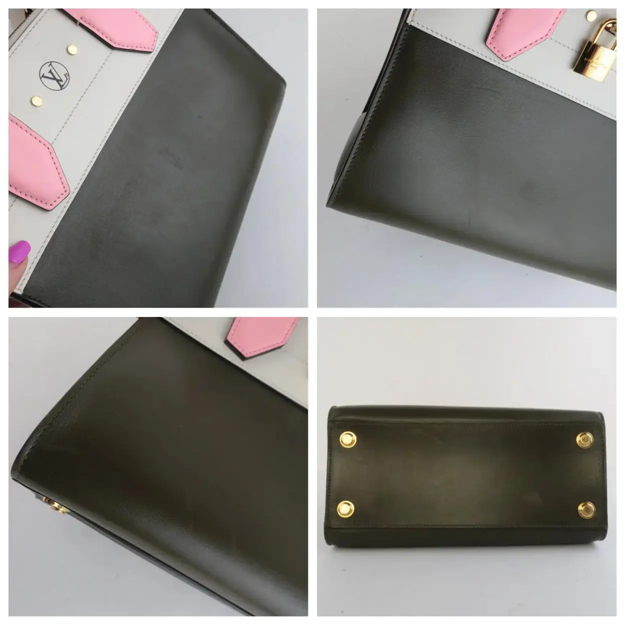 Louis Vuitton Olive/Pink Leather City Steamer PM Bag - Image 12