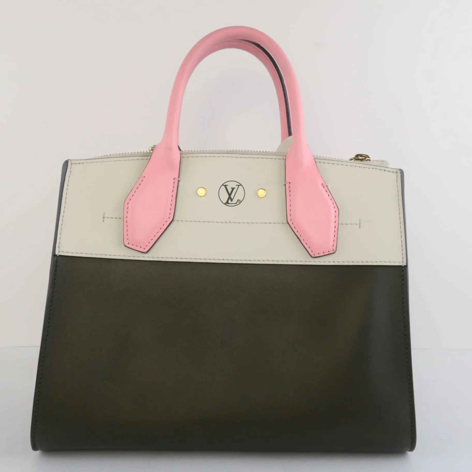 Louis Vuitton Olive/Pink Leather City Steamer PM Bag - Image 16