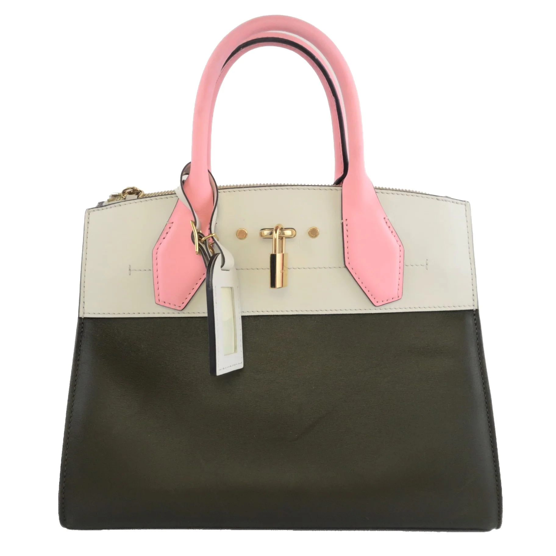 Louis Vuitton Olive/Pink Leather City Steamer PM Bag - Image 2