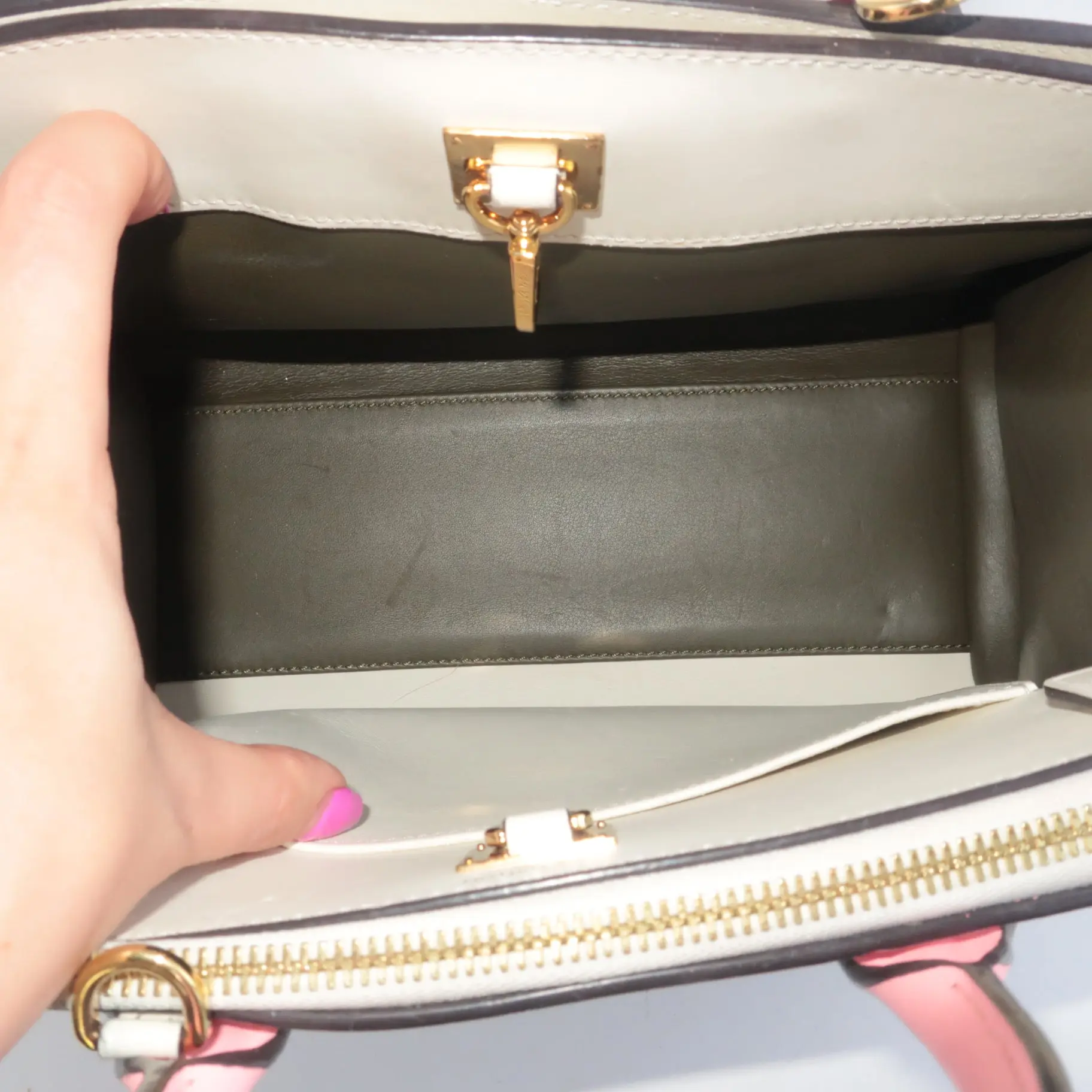 Louis Vuitton Olive/Pink Leather City Steamer PM Bag - Image 5