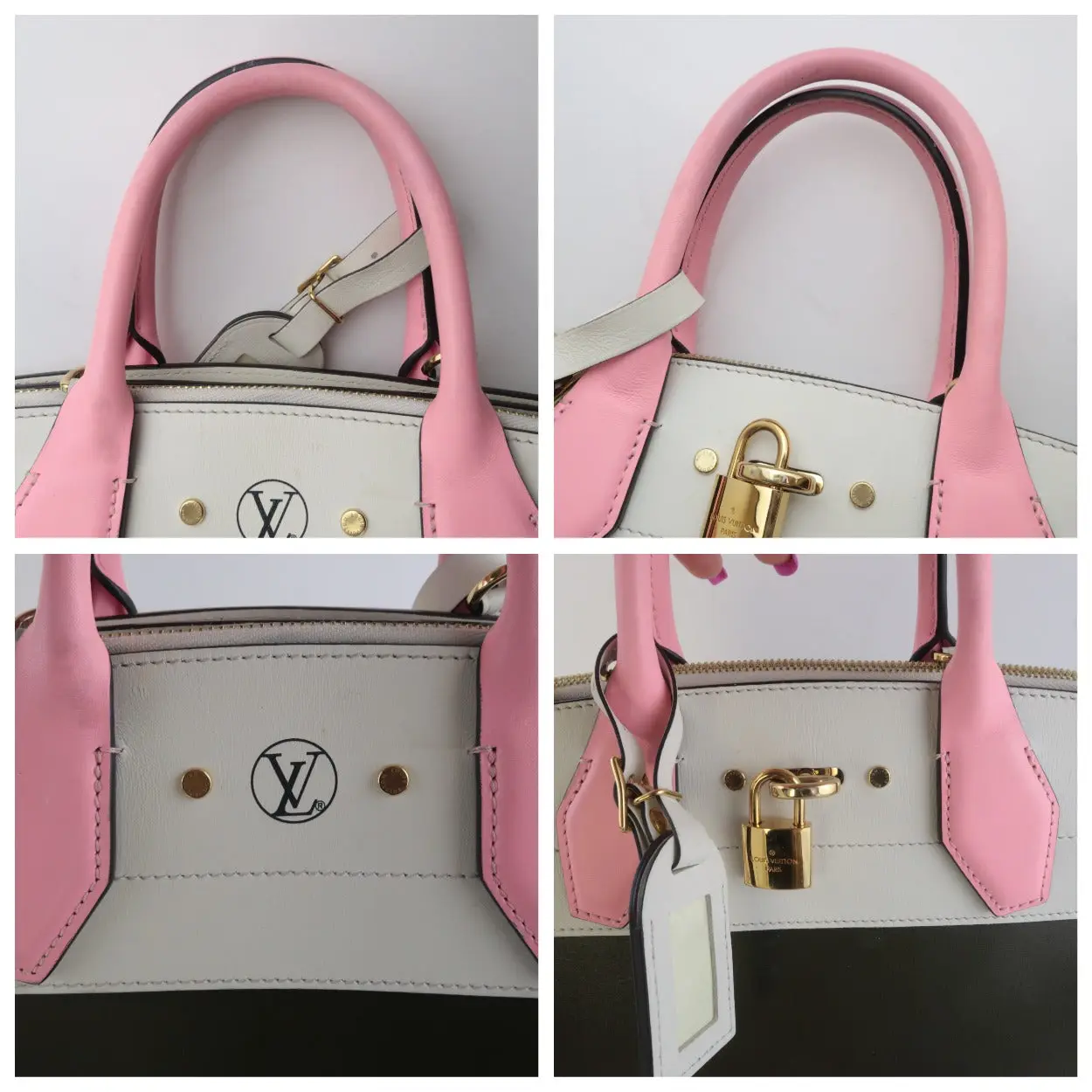 Louis Vuitton Olive/Pink Leather City Steamer PM Bag - Image 8
