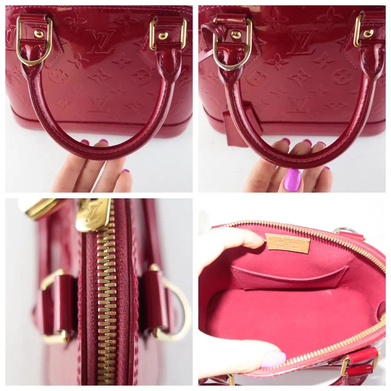 Louis Vuitton Red Monogram Vernis Alma BB Bag - Image 10