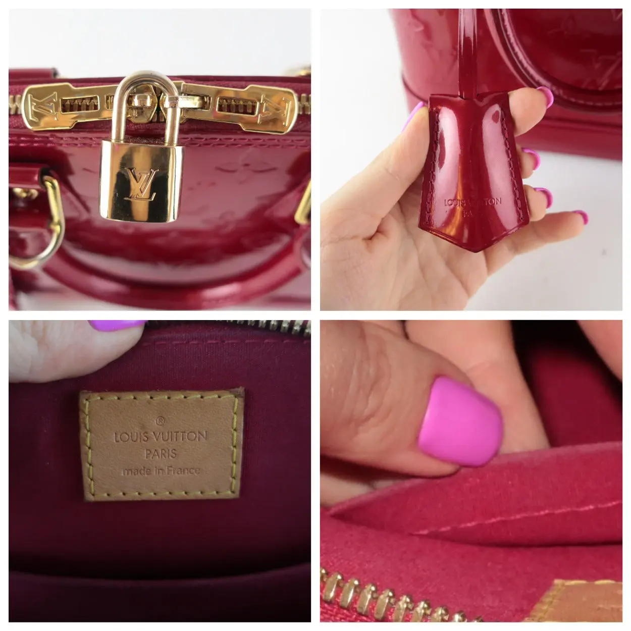 Louis Vuitton Red Monogram Vernis Alma BB Bag - Image 7