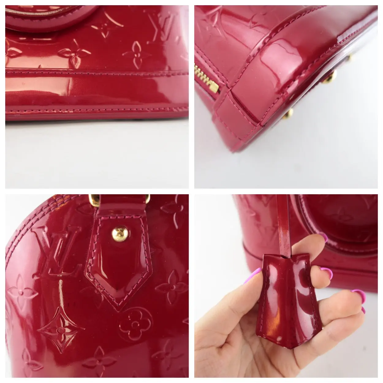 Louis Vuitton Red Monogram Vernis Alma BB Bag - Image 9