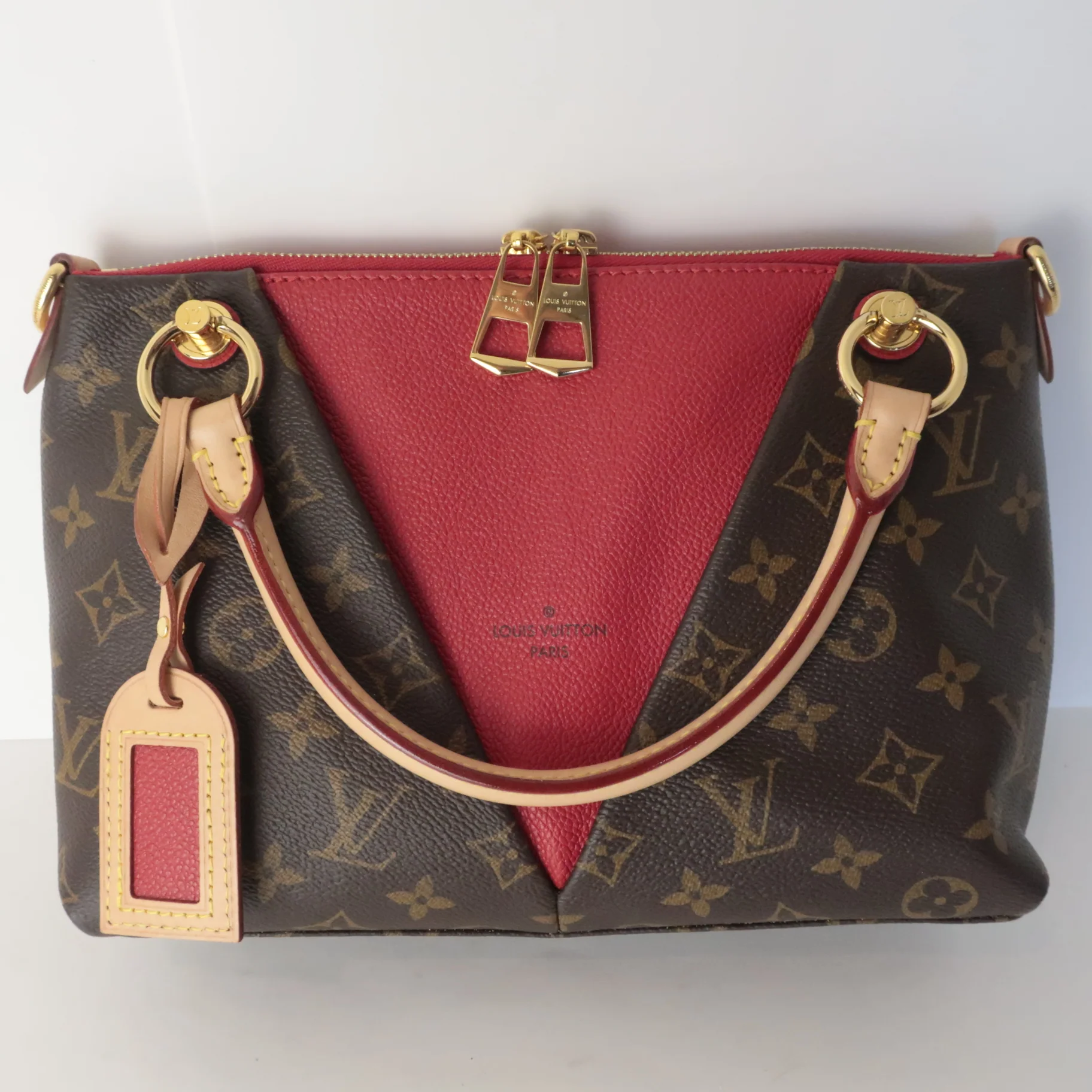 Louis Vuitton Red/Monogram Canvas V Tote BB Bag - Image 3