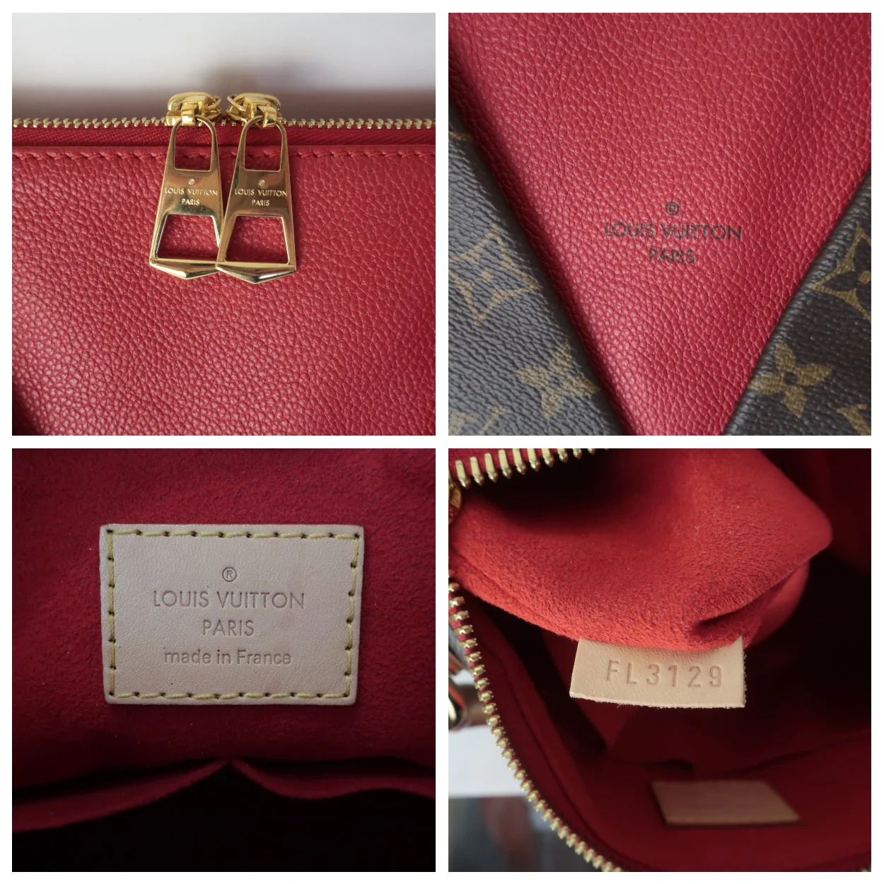 Louis Vuitton Red/Monogram Canvas V Tote BB Bag - Image 7