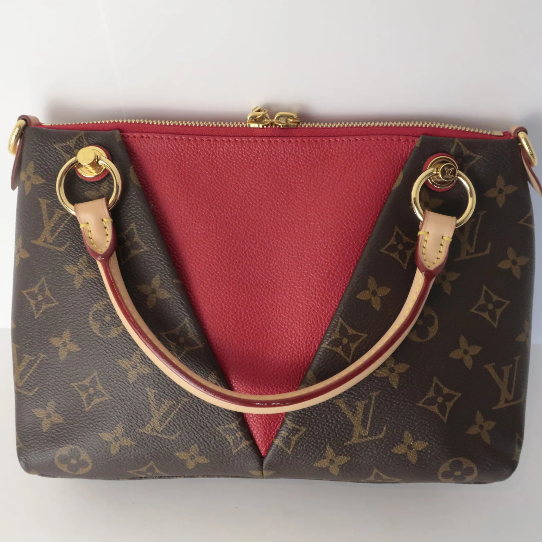 Louis Vuitton Red/Monogram Canvas V Tote BB Bag - Image 8
