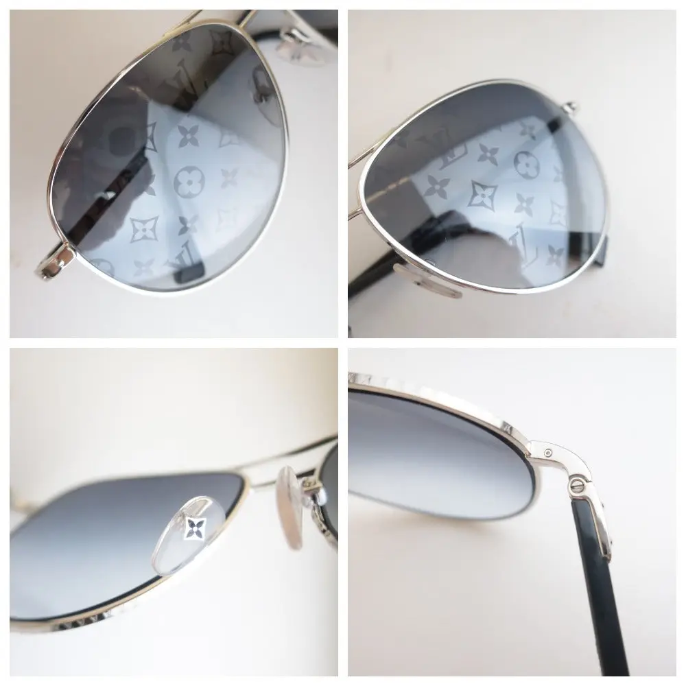 Louis Vuitton Silvertone Monogram Conspiration Pilote Sunglasses - Image 5