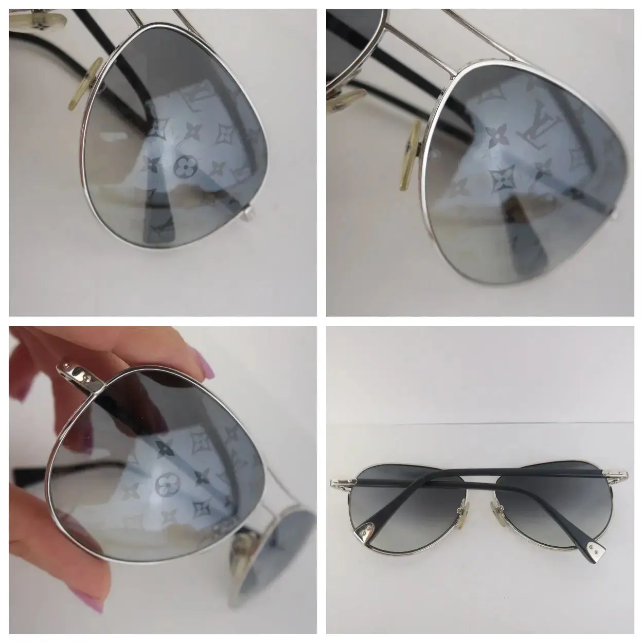 Louis Vuitton Silvertone Monogram Conspiration Pilote Sunglasses - Image 4