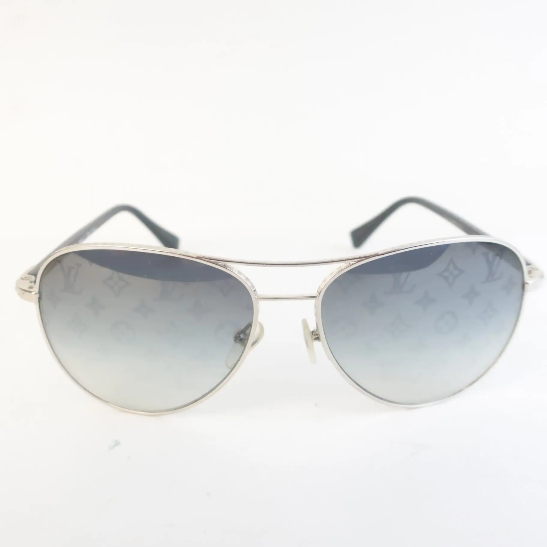 Louis Vuitton Silvertone Monogram Conspiration Pilote Sunglasses - Image 3