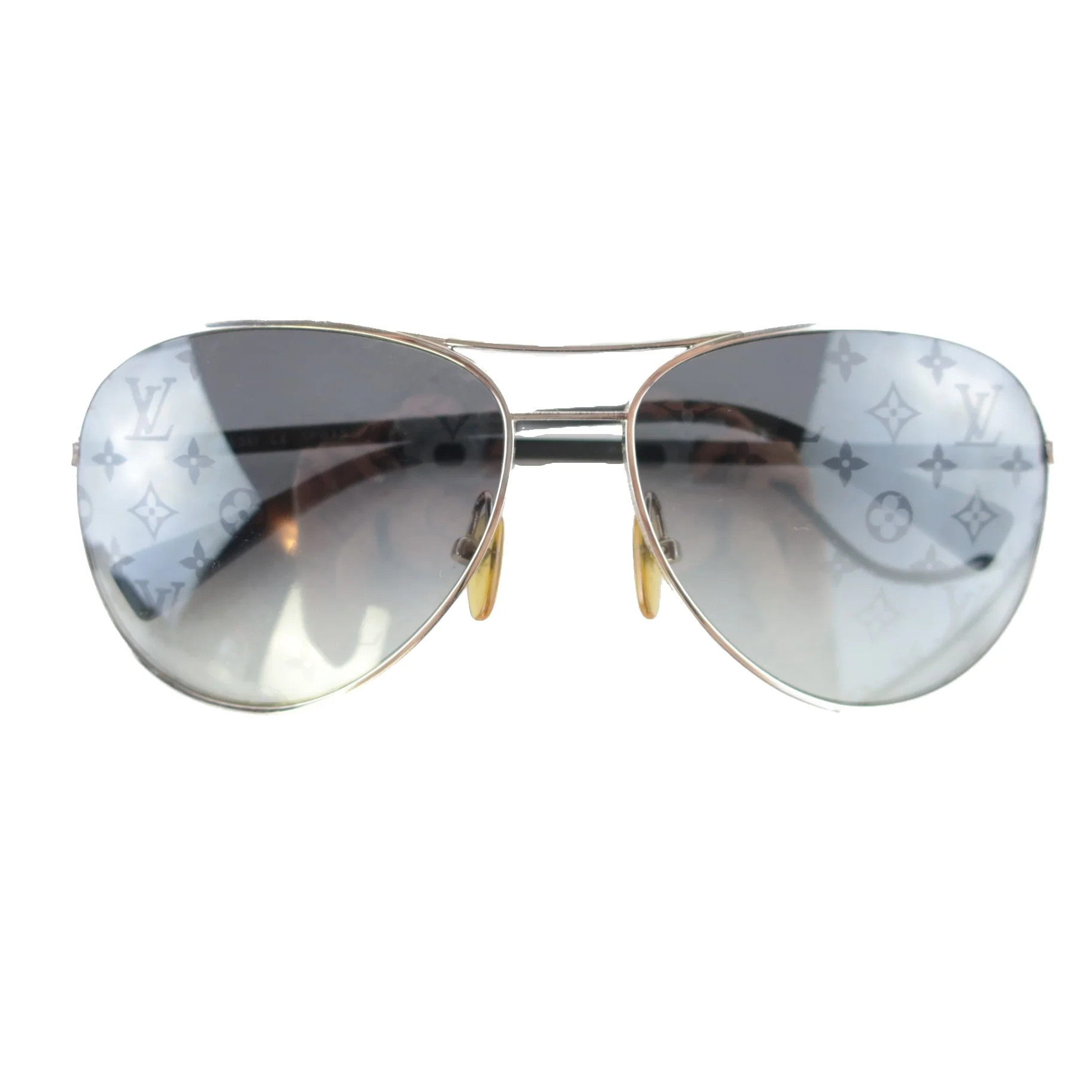 Louis Vuitton Silvertone Monogram Conspiration Pilote Sunglasses (645)
