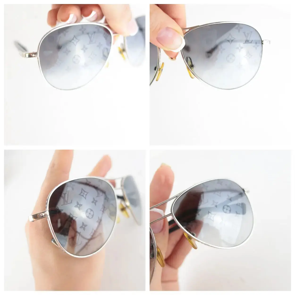 Louis Vuitton Silvertone Monogram Conspiration Pilote Sunglasses (645) - Image 11