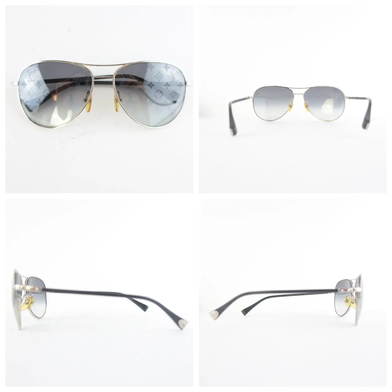 Louis Vuitton Silvertone Monogram Conspiration Pilote Sunglasses (645) - Image 14