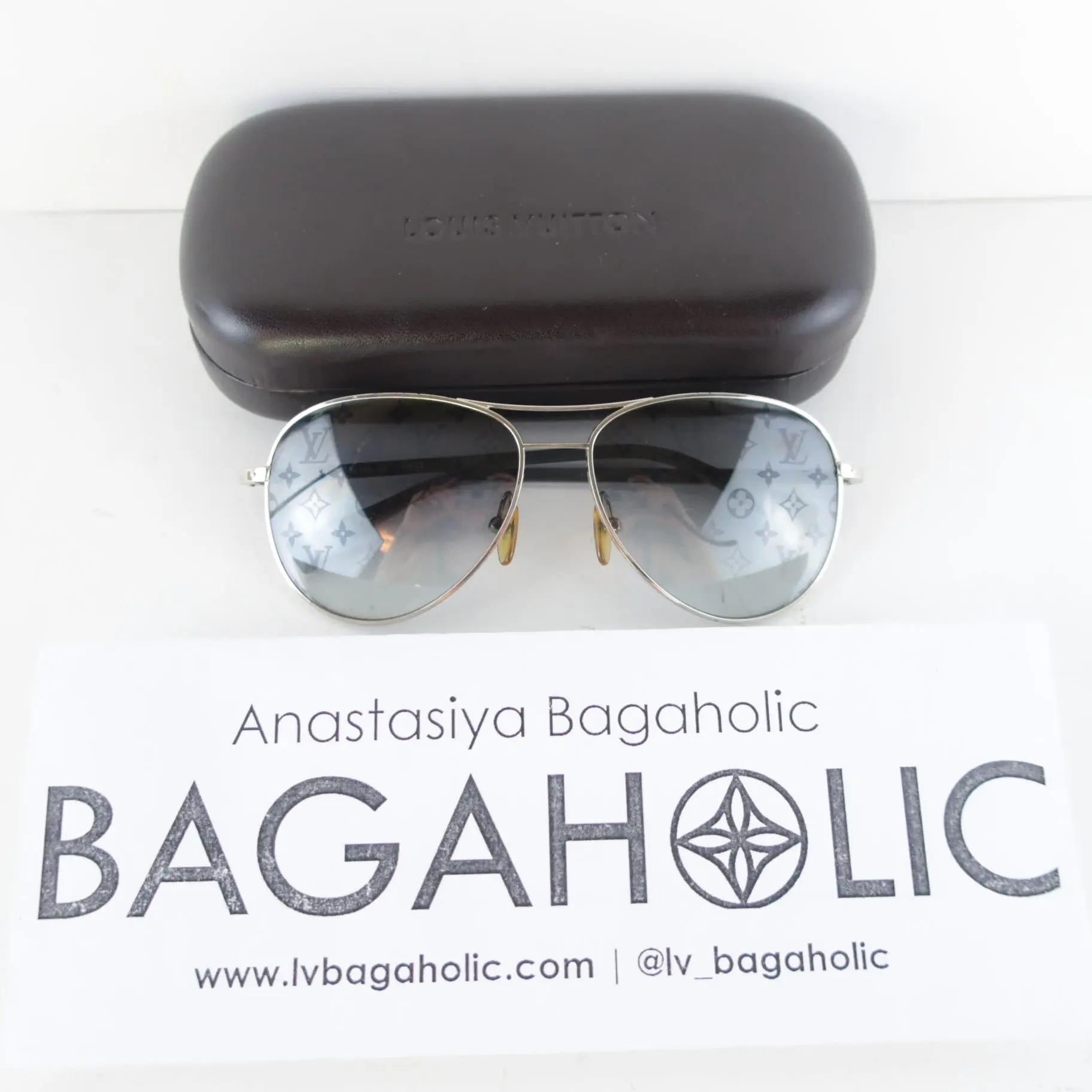 Louis Vuitton Silvertone Monogram Conspiration Pilote Sunglasses (645) - Image 2