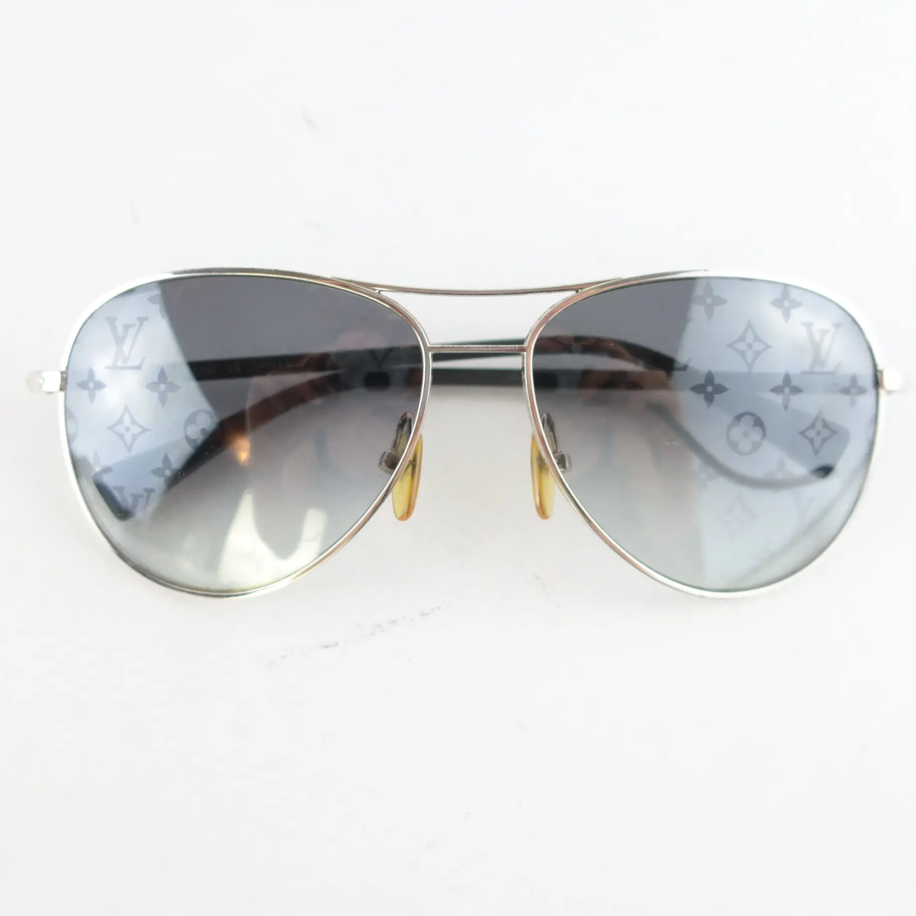 Louis Vuitton Silvertone Monogram Conspiration Pilote Sunglasses (645) - Image 3