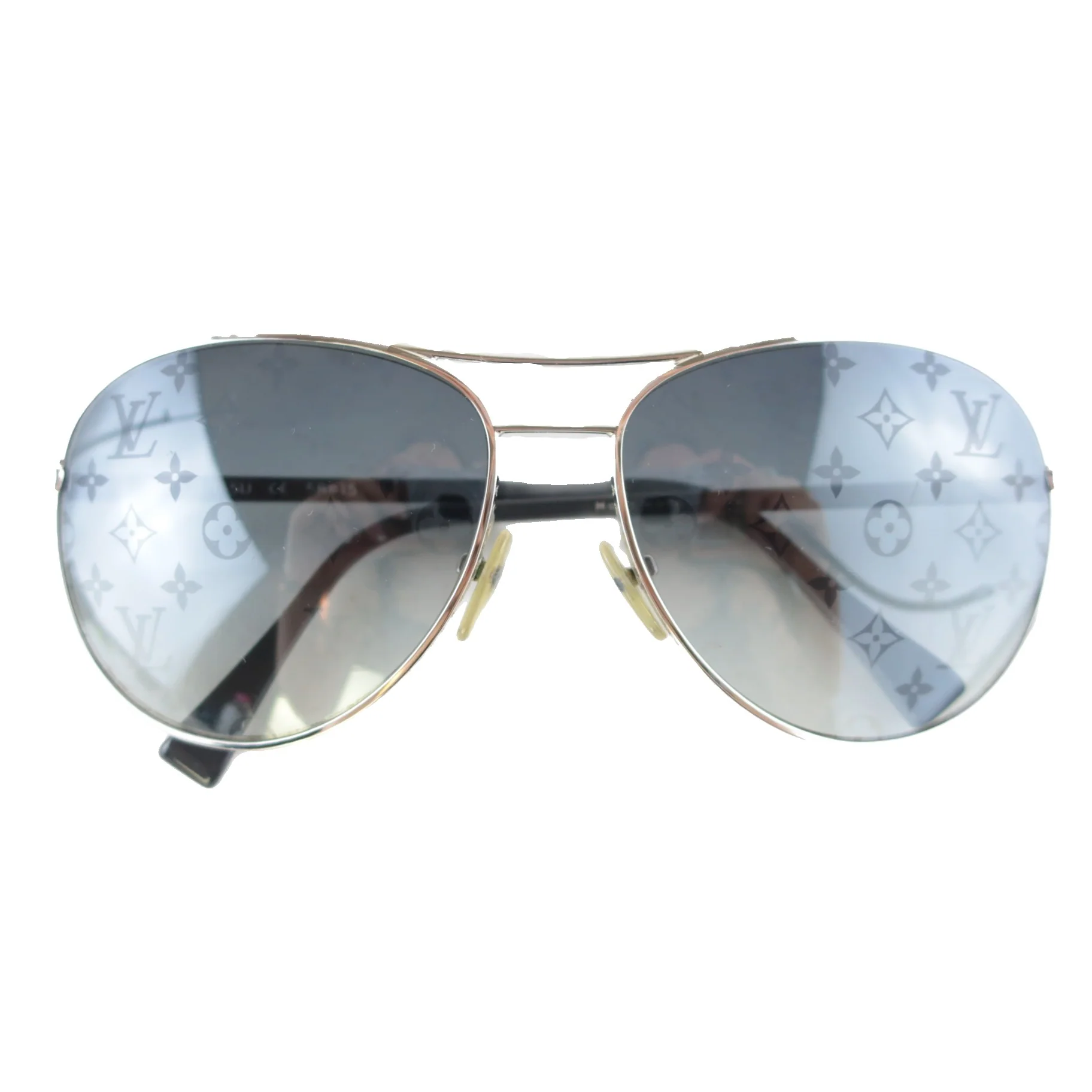 Louis Vuitton Silvertone Monogram Conspiration Pilote Sunglasses (646)