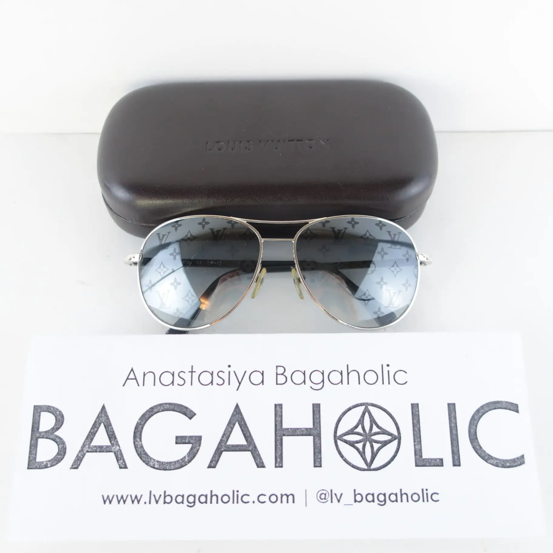 Louis Vuitton Silvertone Monogram Conspiration Pilote Sunglasses (646) - Image 2