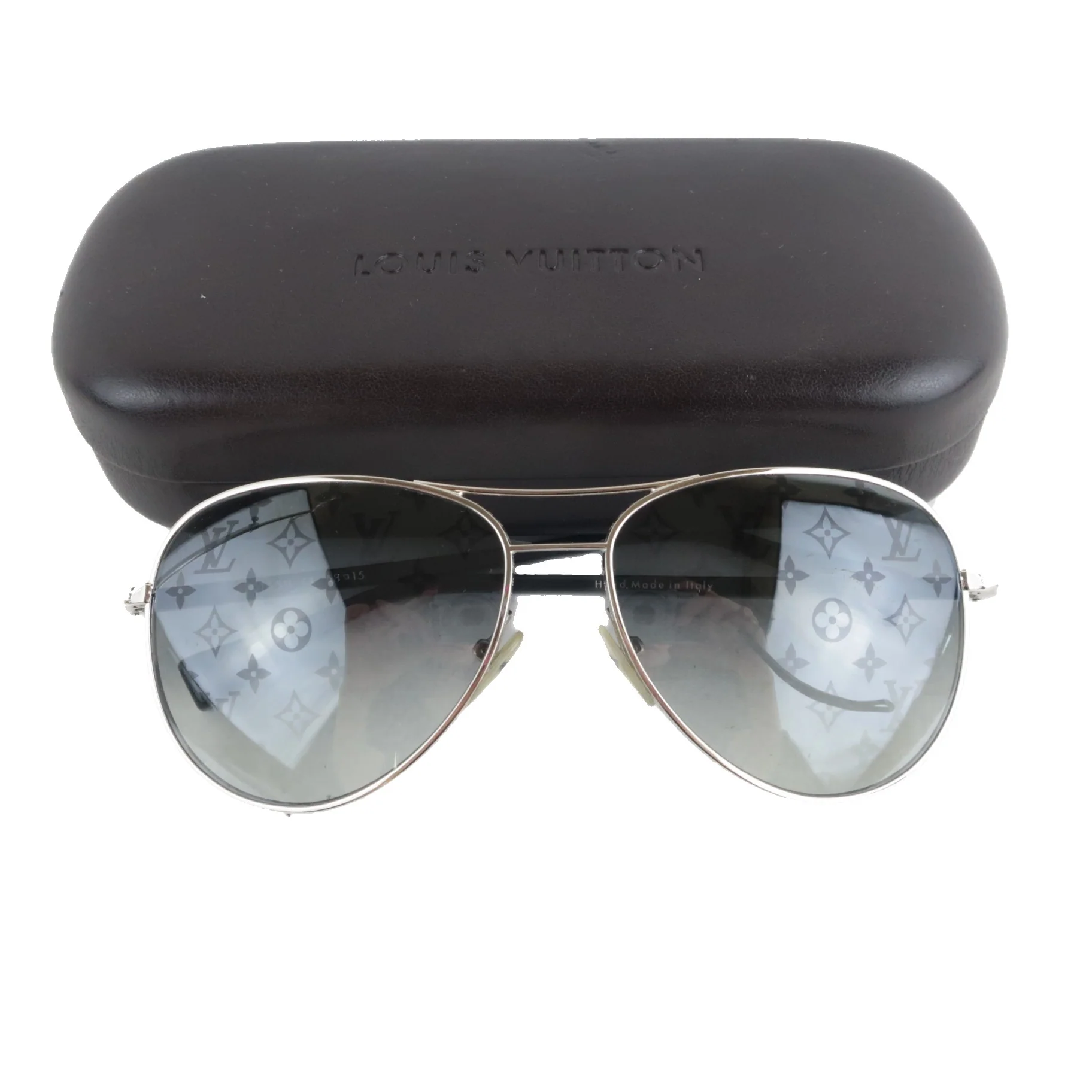 Louis Vuitton Silvertone Monogram Conspiration Pilote Sunglasses (670)