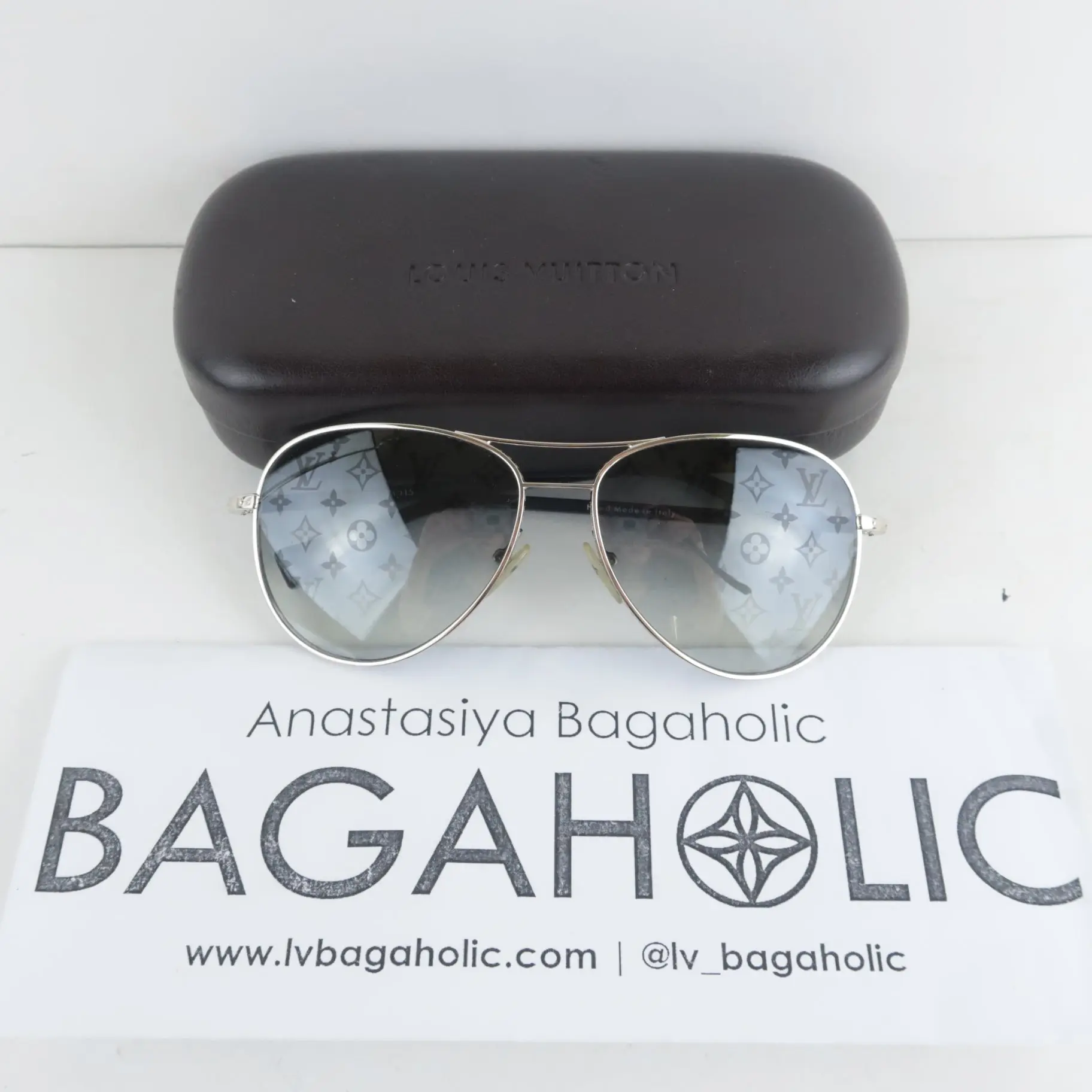Louis Vuitton Silvertone Monogram Conspiration Pilote Sunglasses (670) - Image 2