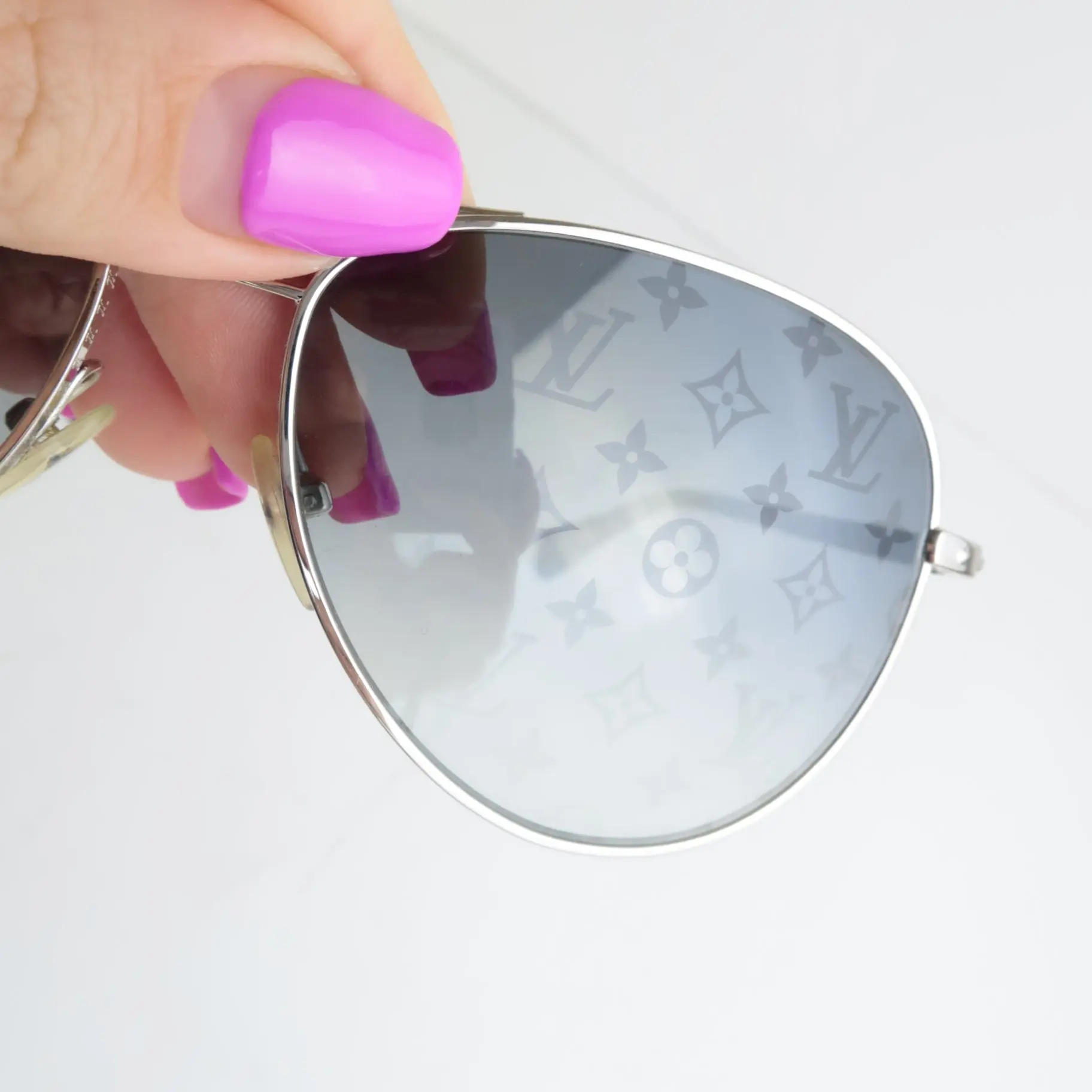 Louis Vuitton Silvertone Monogram Conspiration Pilote Sunglasses (670) - Image 3