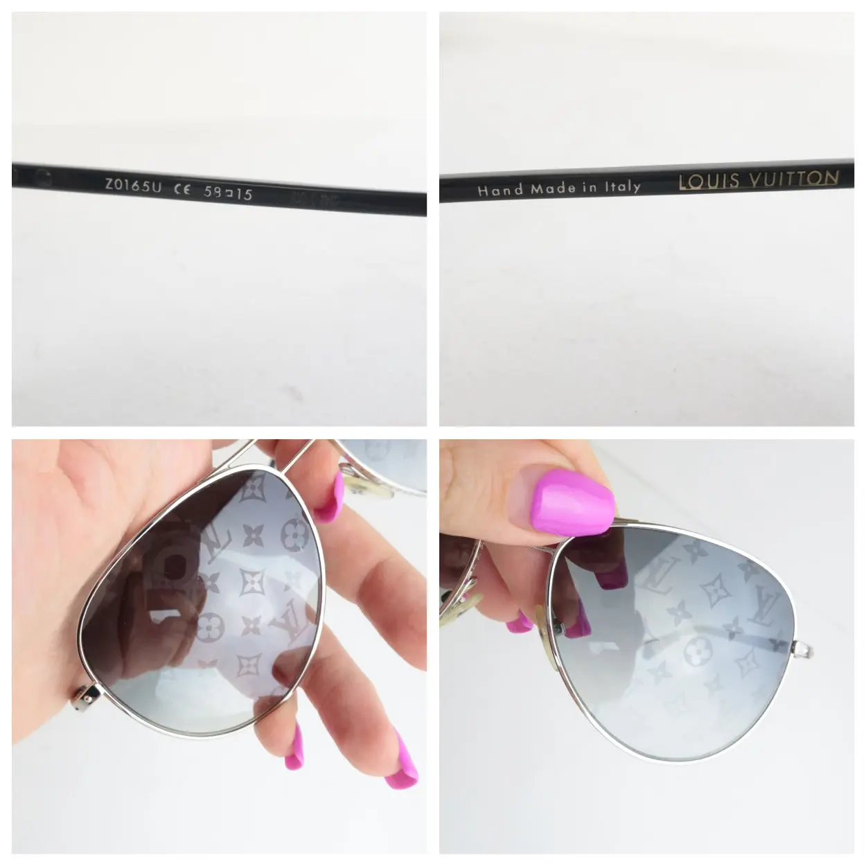 Louis Vuitton Silvertone Monogram Conspiration Pilote Sunglasses (670) - Image 5