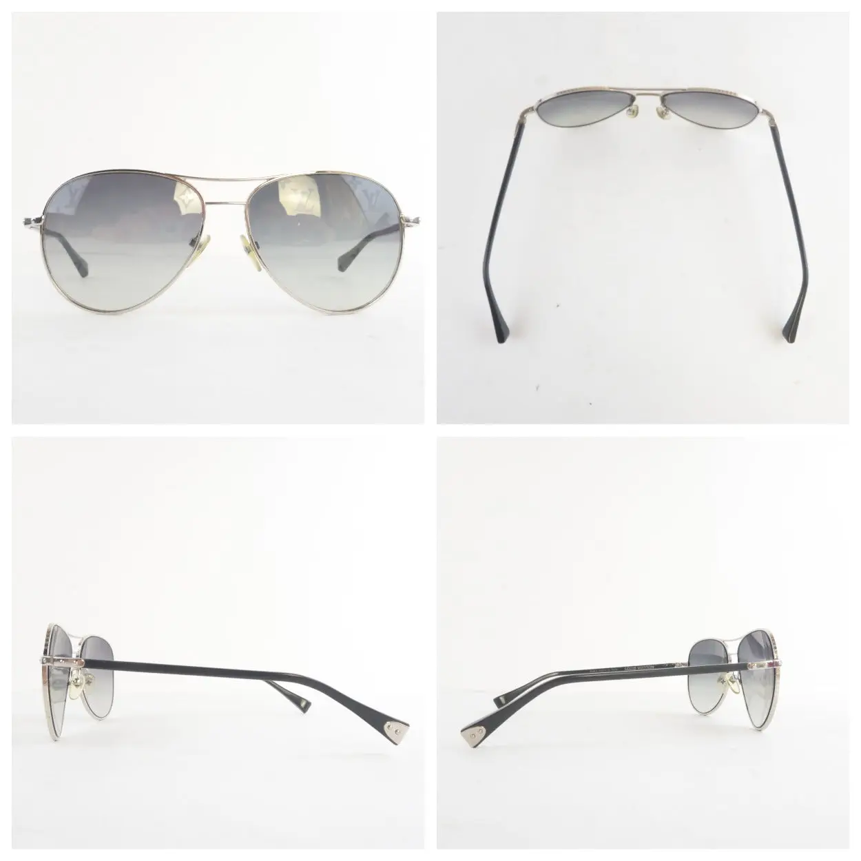 Louis Vuitton Silvertone Monogram Conspiration Pilote Sunglasses (688) - Image 5