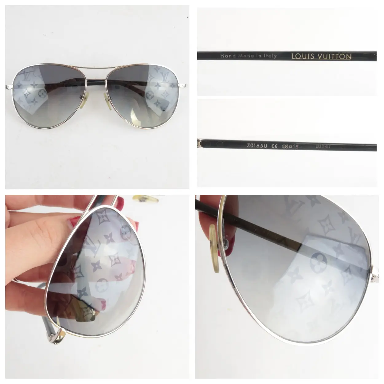 Louis Vuitton Silvertone Monogram Conspiration Pilote Sunglasses (688) - Image 6