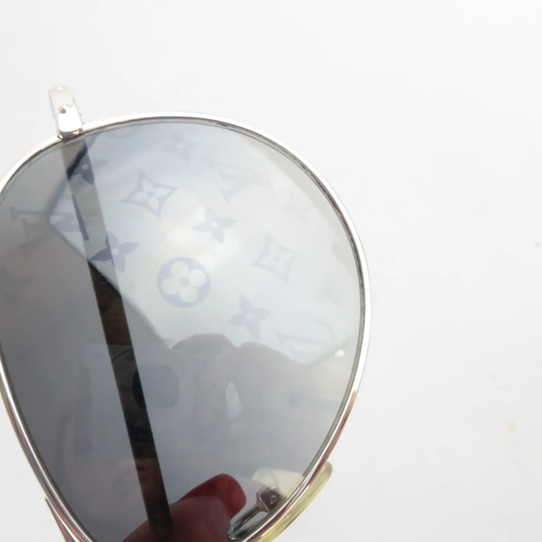 Louis Vuitton Silvertone Monogram Conspiration Pilote Sunglasses (688) - Image 7