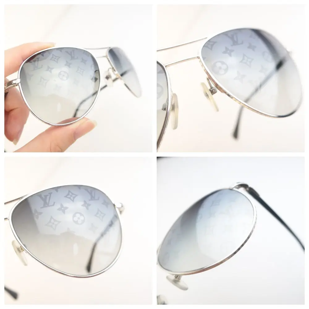 Louis Vuitton Silvertone Monogram Conspiration Pilote Sunglasses - Image 7