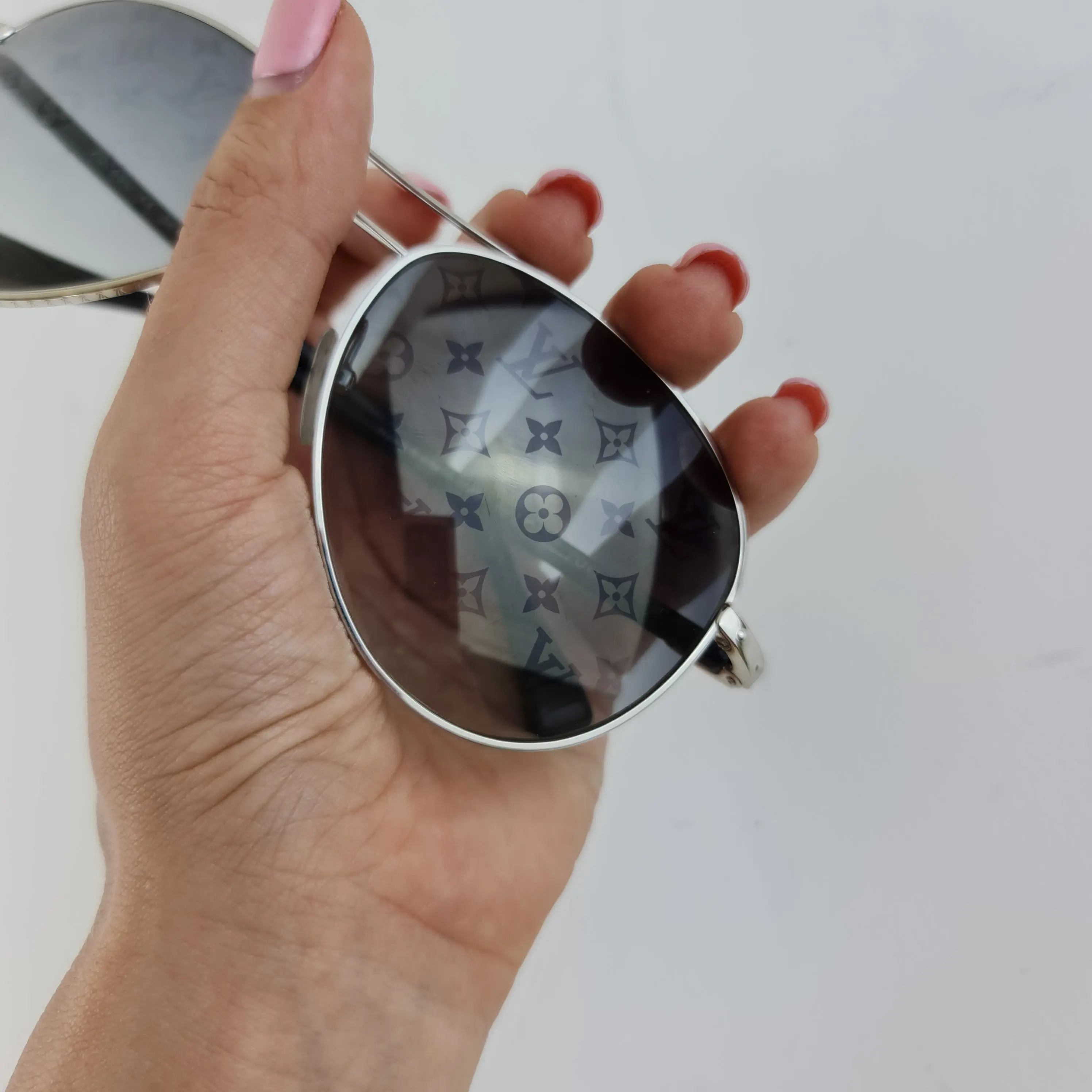 Louis Vuitton Silvertone Monogram Conspiration Pilote Sunglasses (706) - Image 5