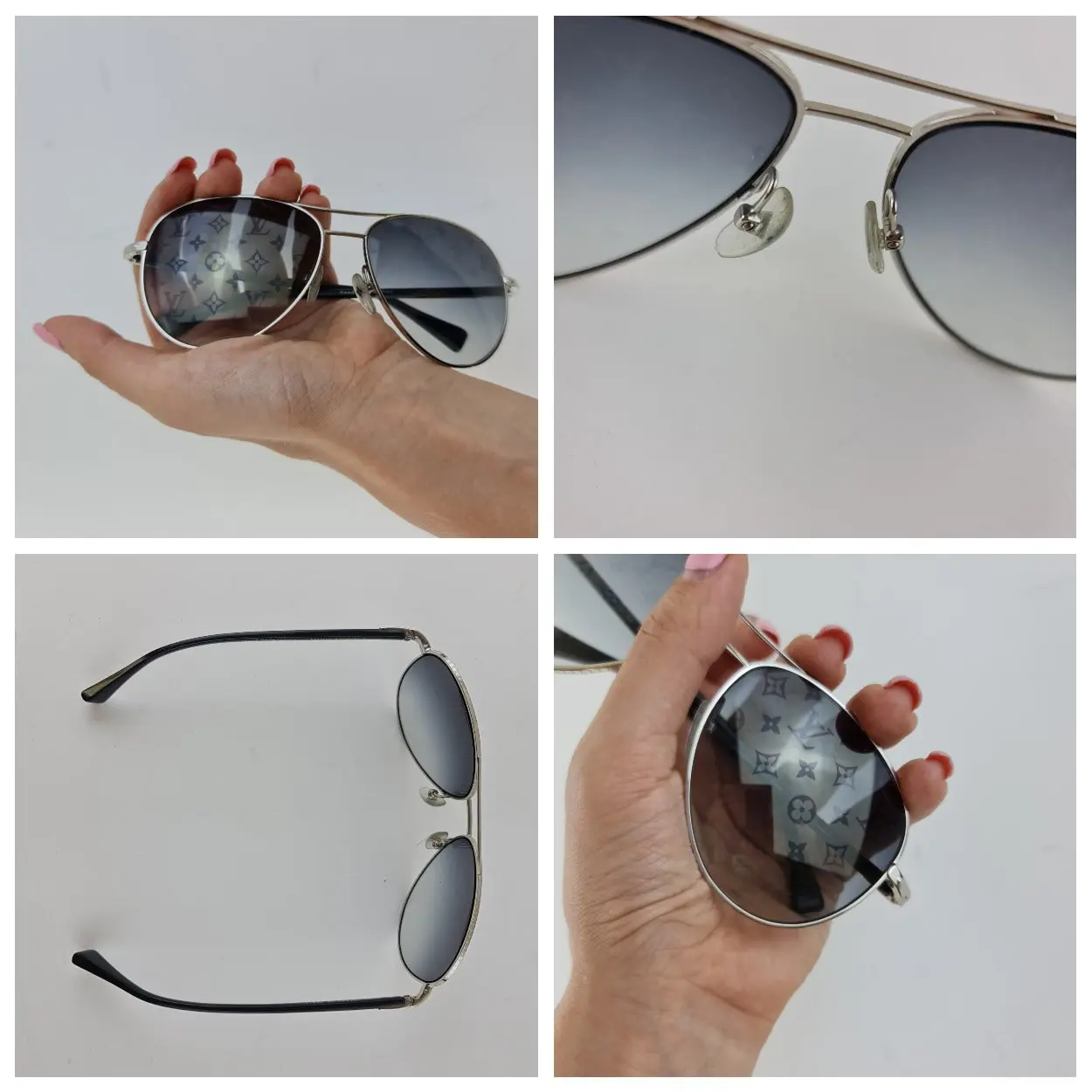 Louis Vuitton Silvertone Monogram Conspiration Pilote Sunglasses (706) - Image 8