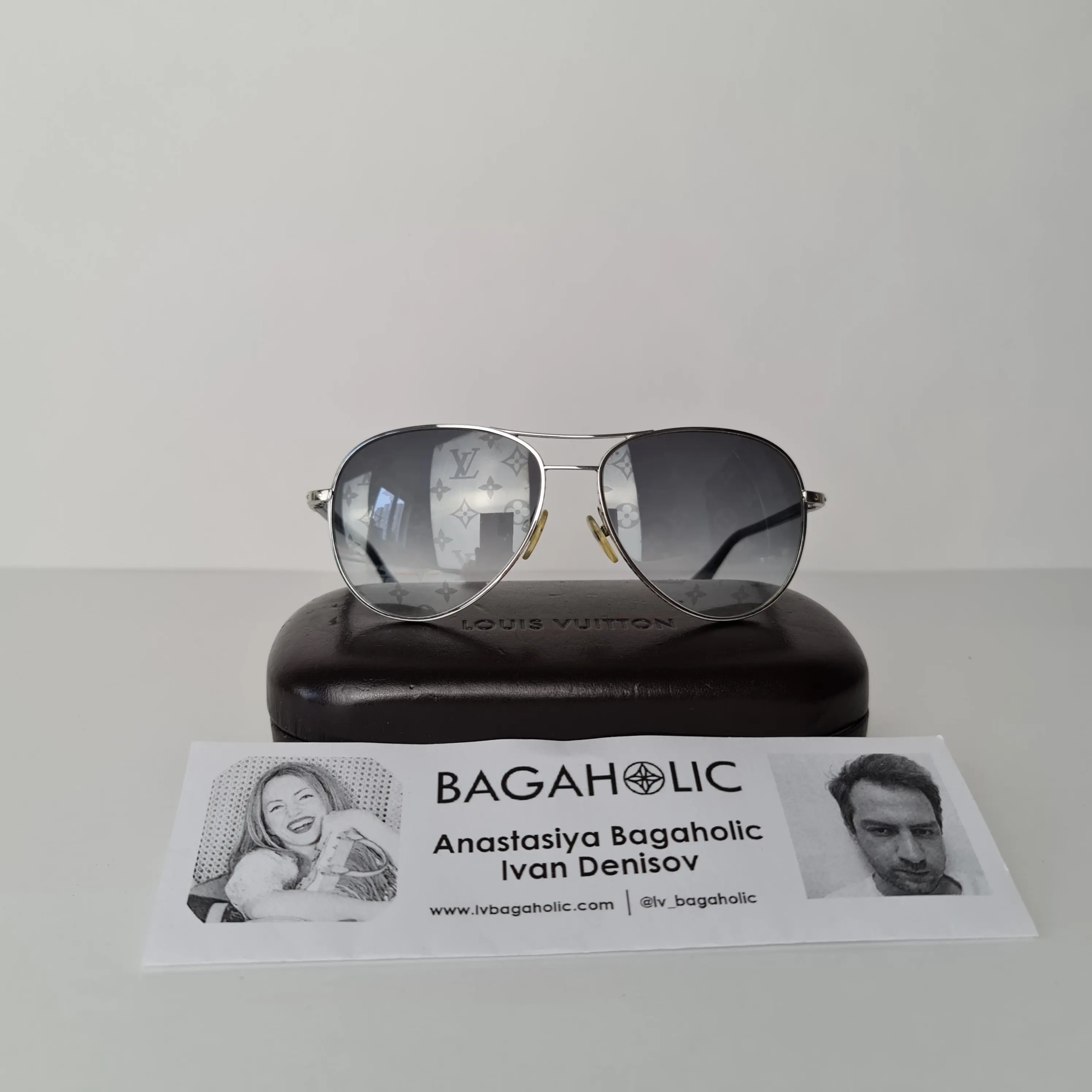 Louis Vuitton Silvertone Monogram Conspiration Pilote Sunglasses (745) - Image 2