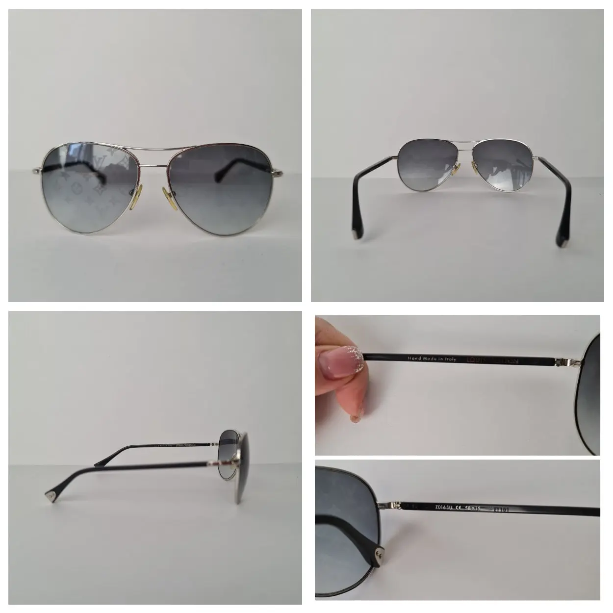 Louis Vuitton Silvertone Monogram Conspiration Pilote Sunglasses (745) - Image 3