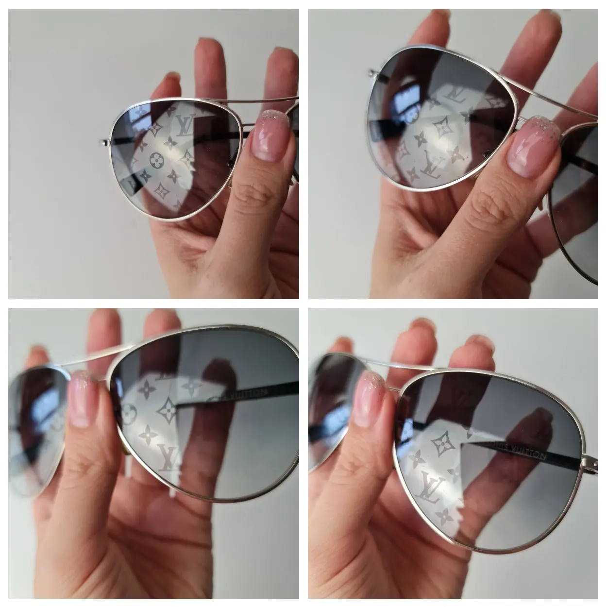 Louis Vuitton Silvertone Monogram Conspiration Pilote Sunglasses (745) - Image 9
