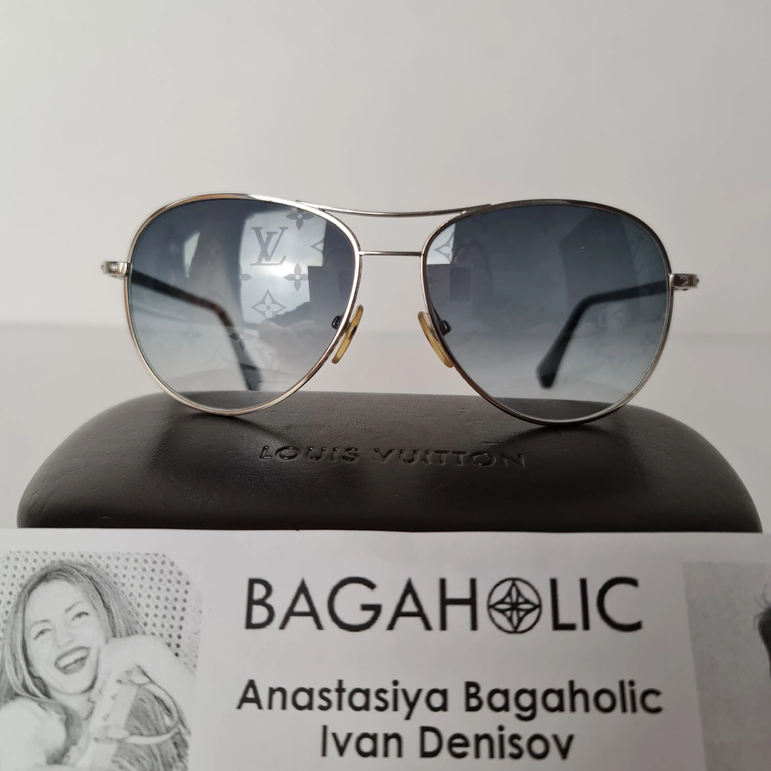 Louis Vuitton Silvertone Monogram Pilote Sunglasses - Image 2