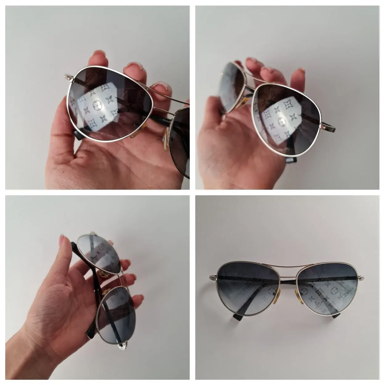 Louis Vuitton Silvertone Monogram Pilote Sunglasses - Image 5