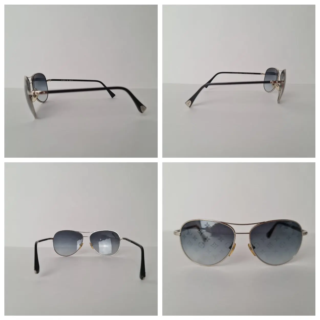 Louis Vuitton Silvertone Monogram Pilote Sunglasses - Image 7