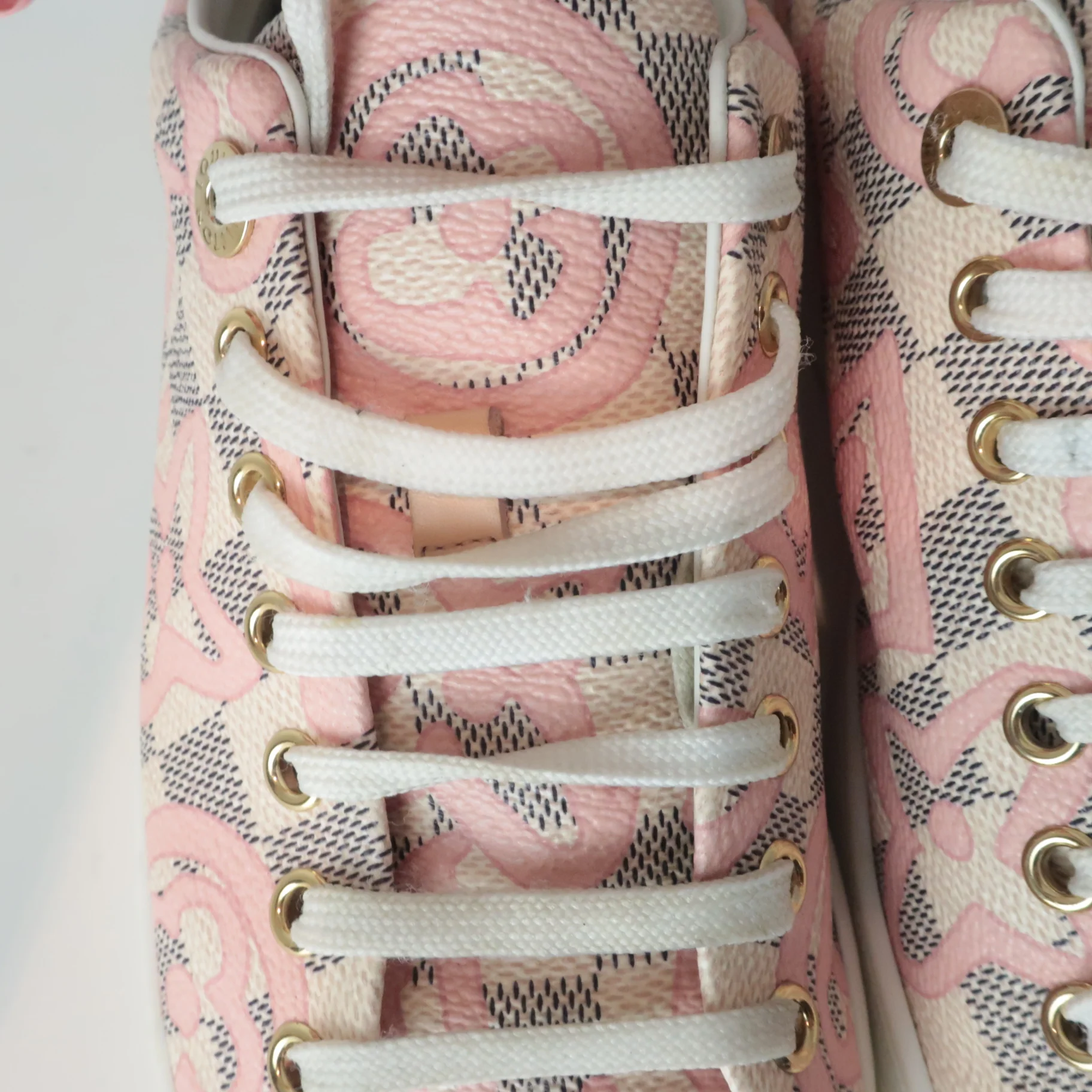 Louis Vuitton Tahitienne Pink Flower Sneakers (774) - Image 16