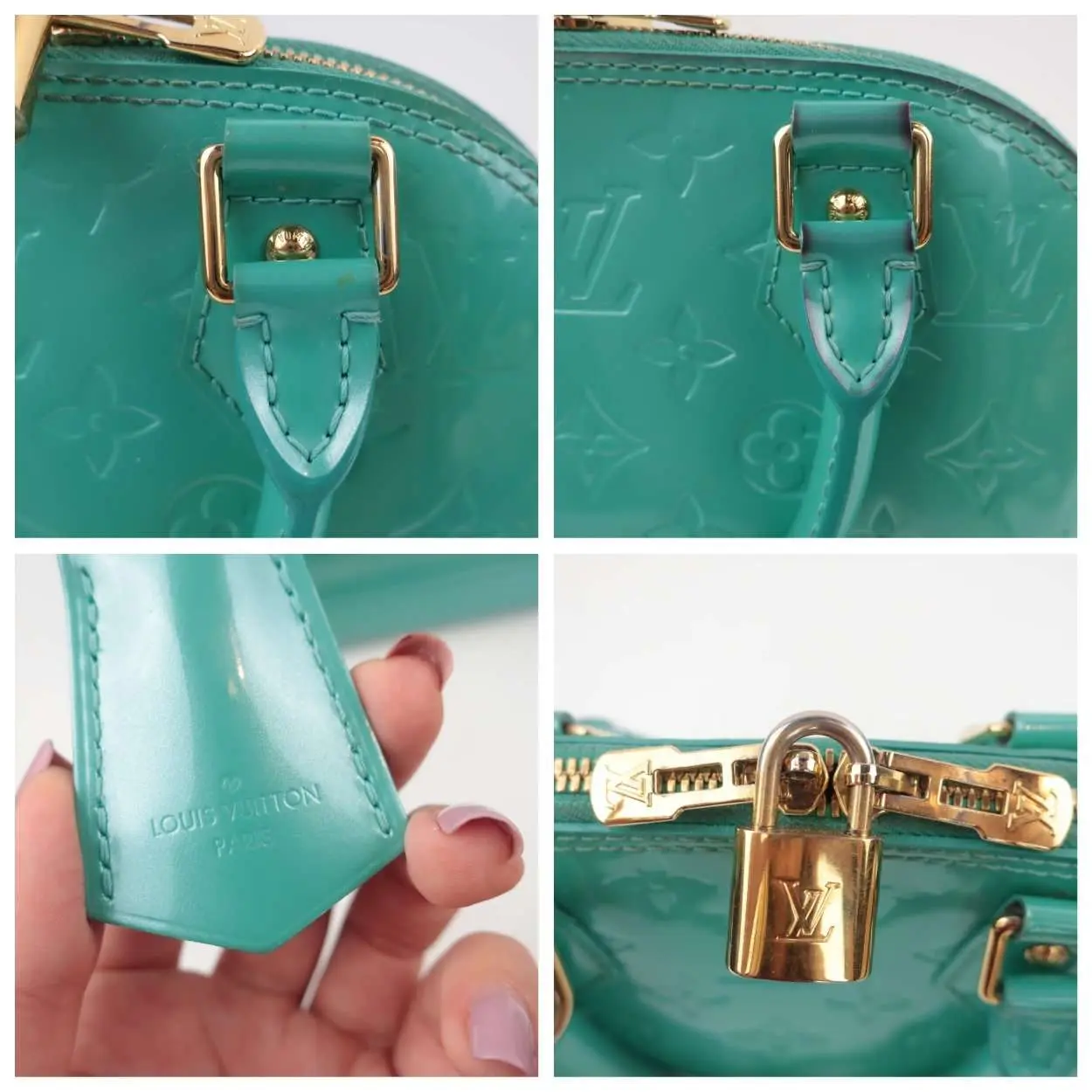 Louis Vuitton Turquois Vernis Alma BB Bag - Image 6